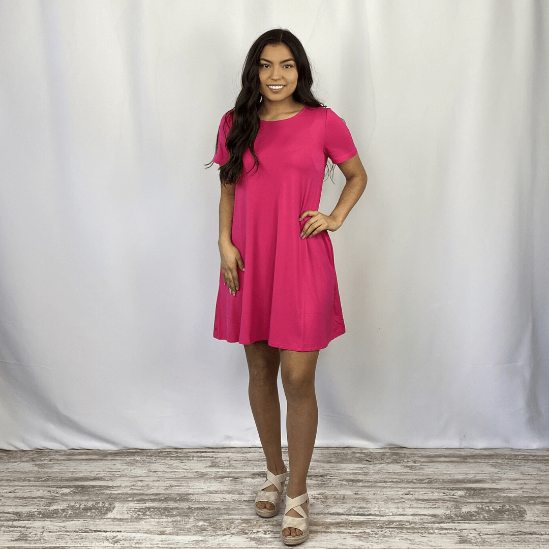 Hot Pink Solid Knit Dress