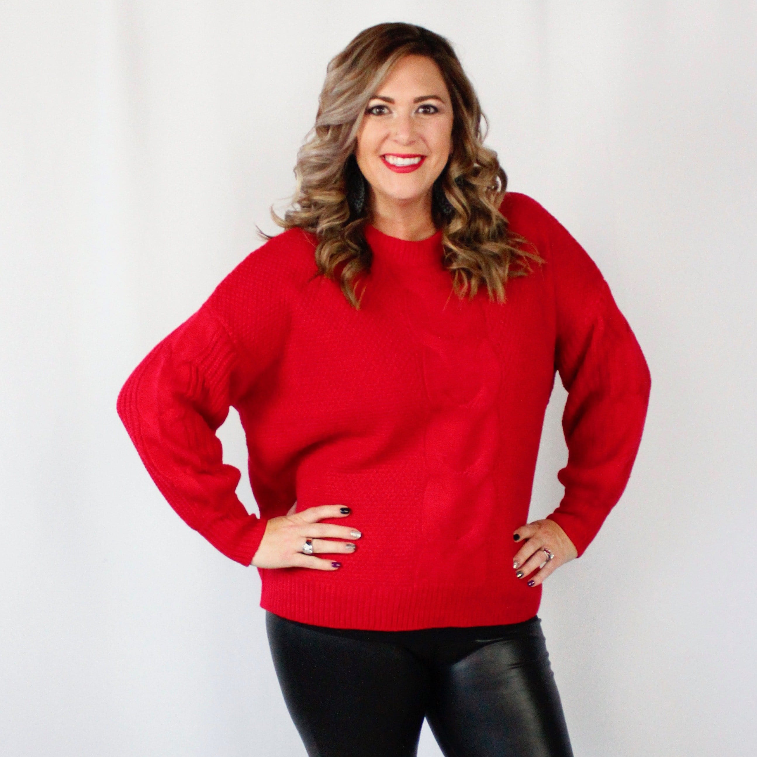 Cable Knit Balloon Sleeve Sweater
