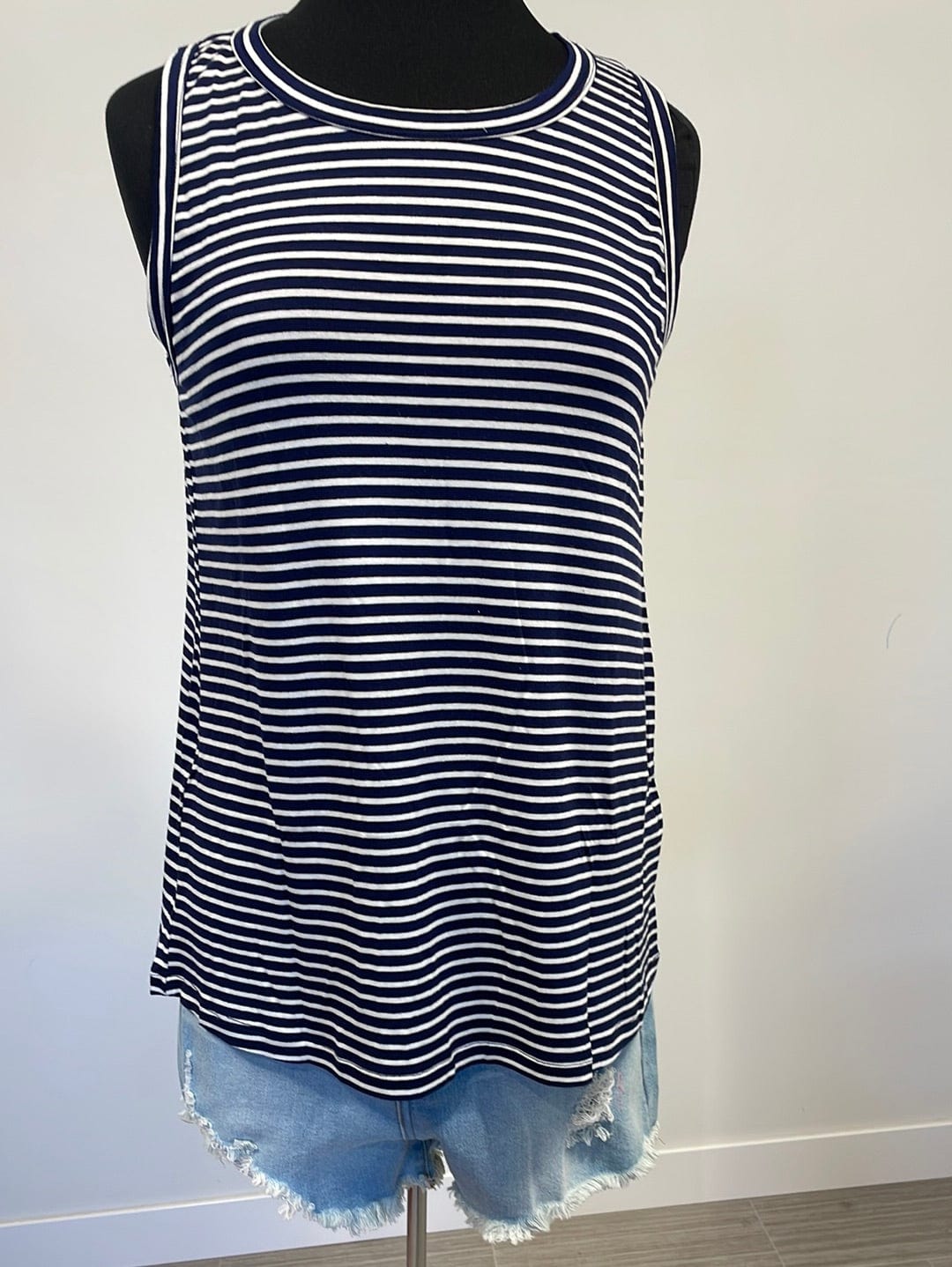 Navy Jersey Stripe Tank