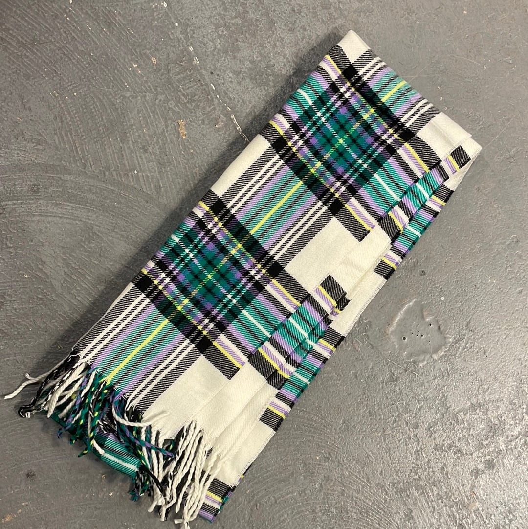 Cashmere Feel Scarf Purple & Green Plaid