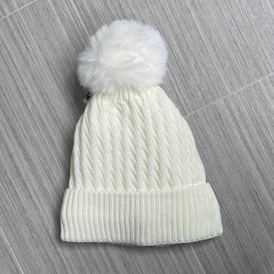 Cream Cable Fur Lined Hat