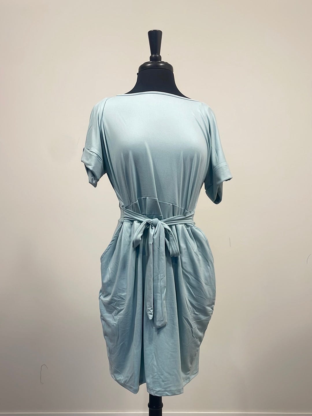 Light Green Brushed Tie-Belt Dress