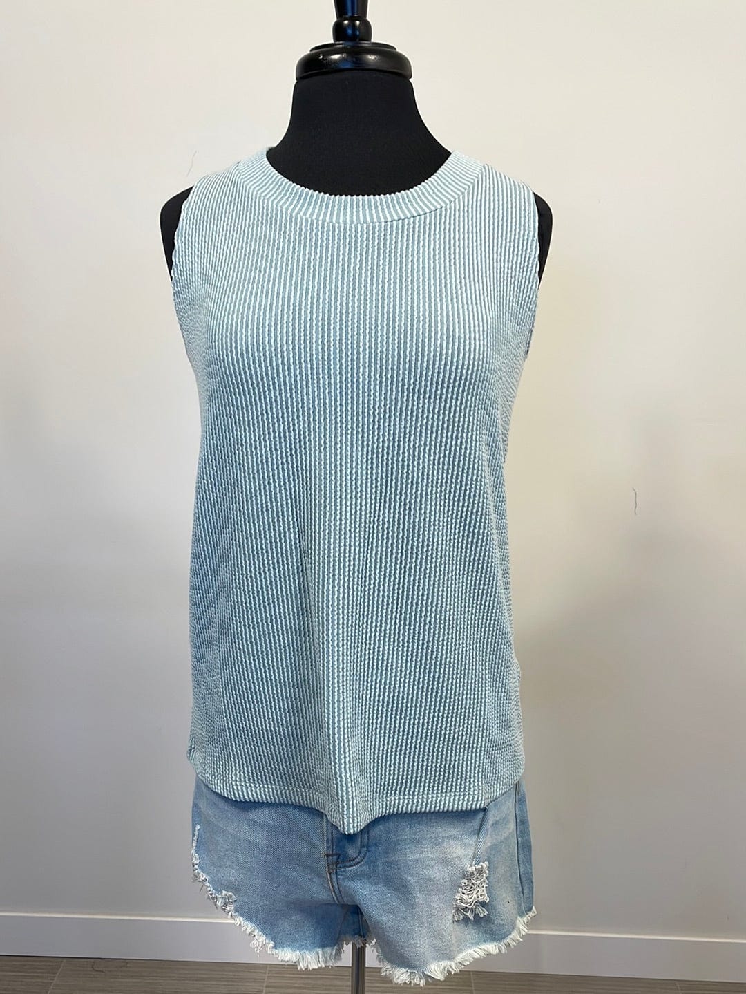Dusty Blue Textured Tank Top
