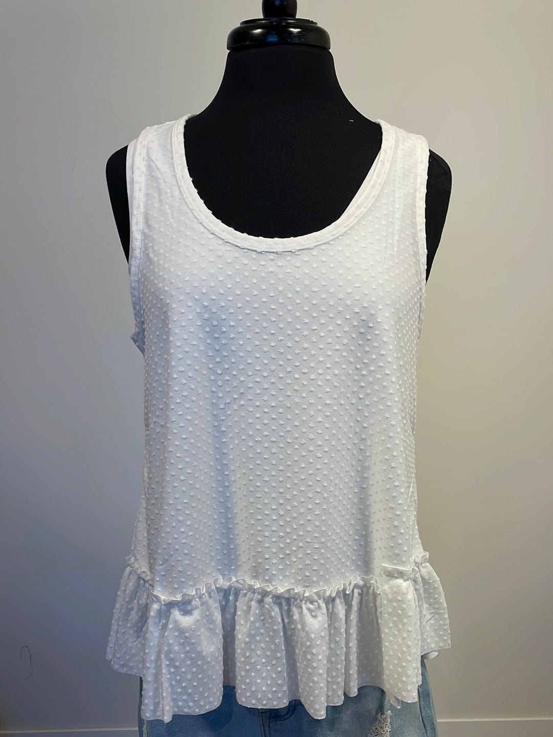 White Polka Dot Flowy Tank