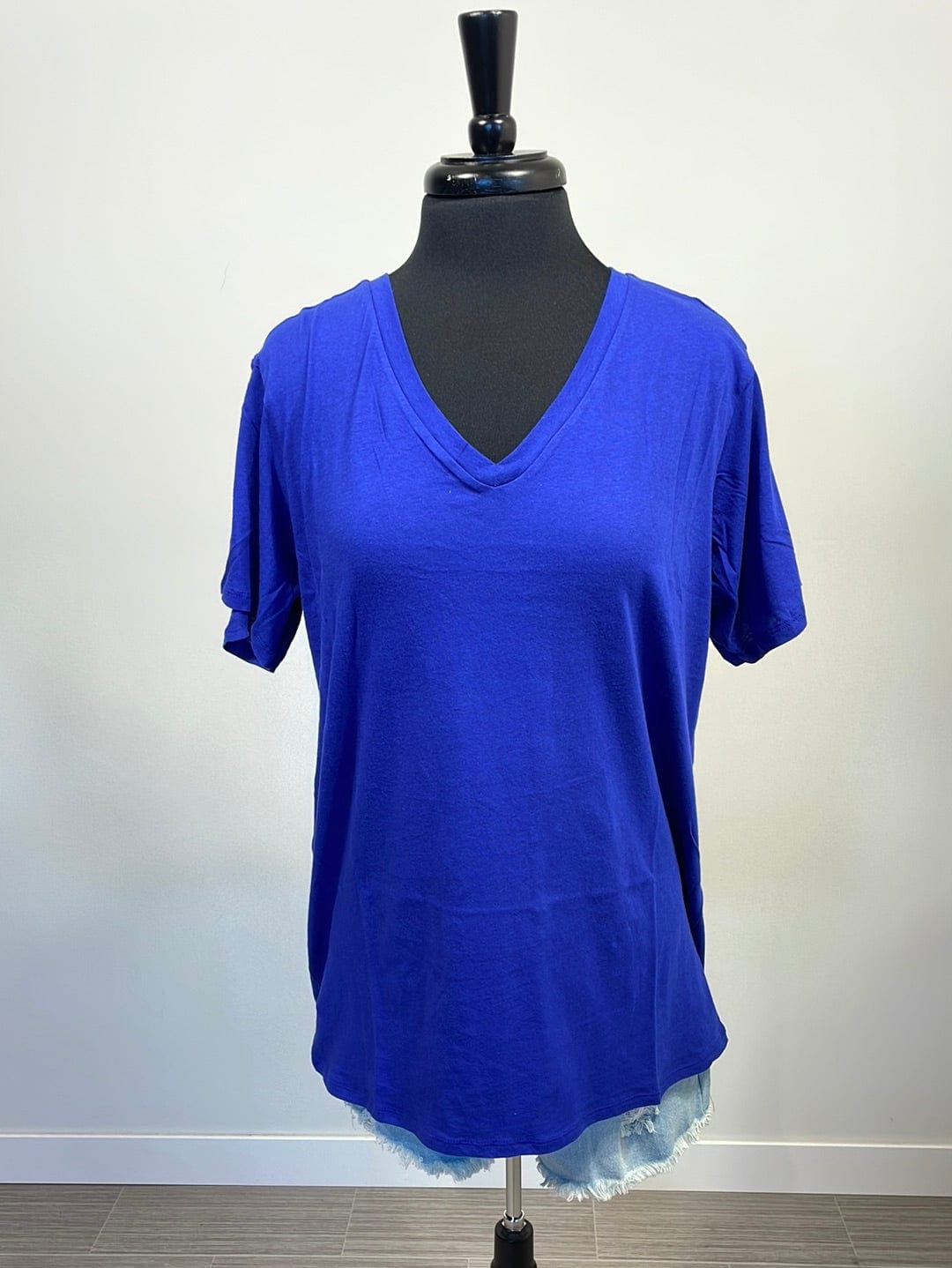Bright Blue Cotton VNeck Tee