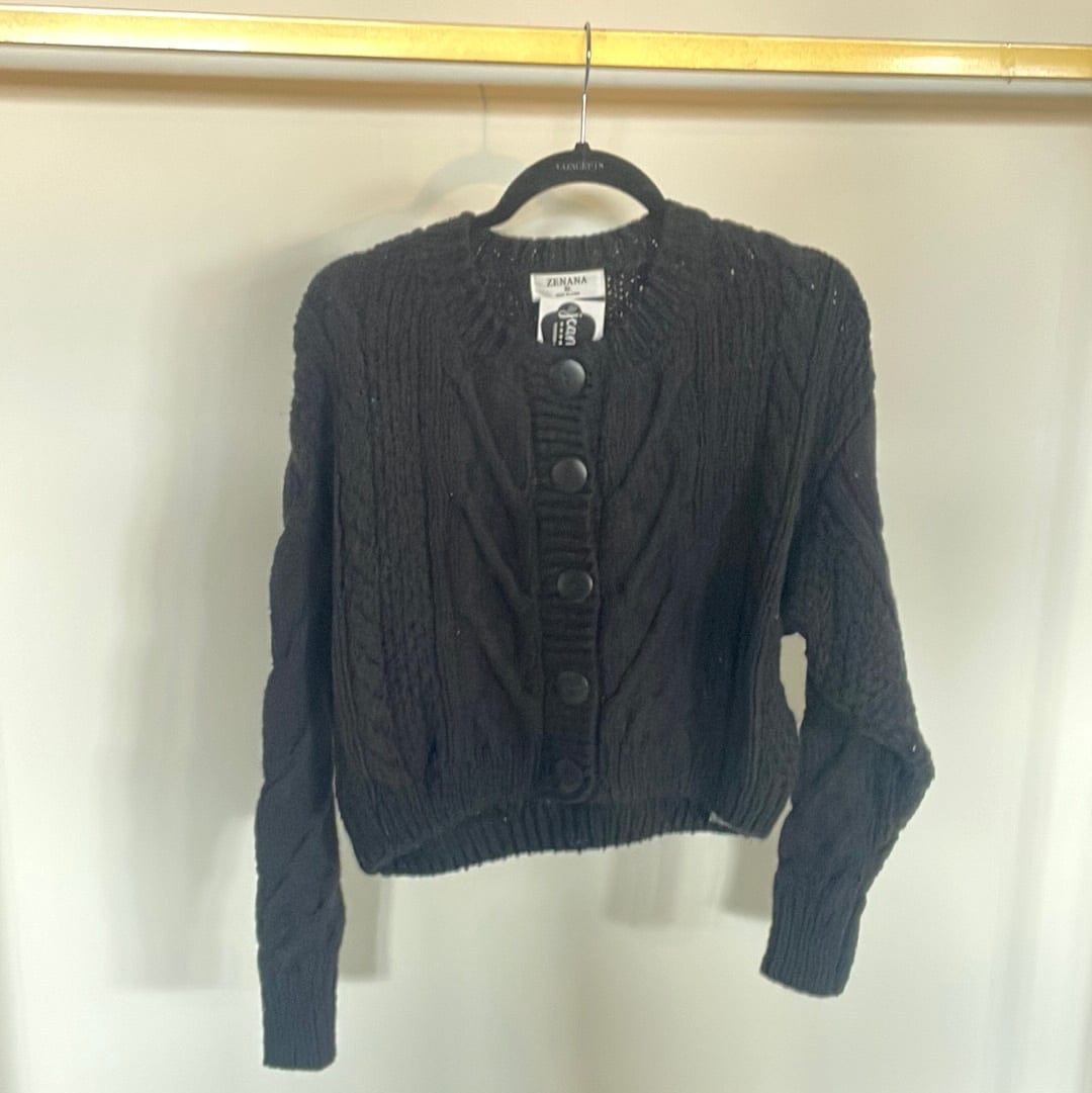 Black Button Front Cardigan