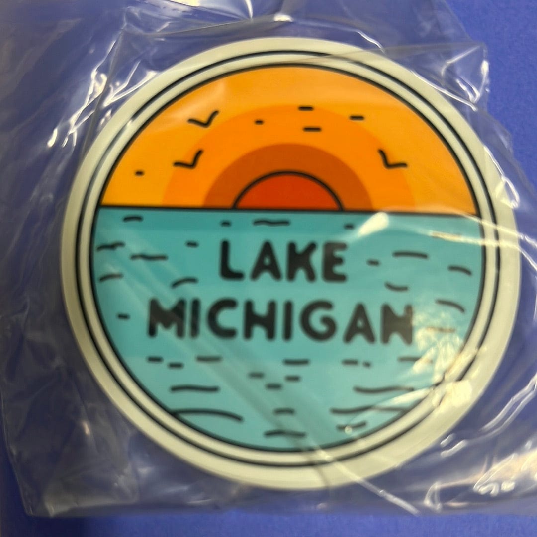 Lake Michigan Sunset Waves Sticker