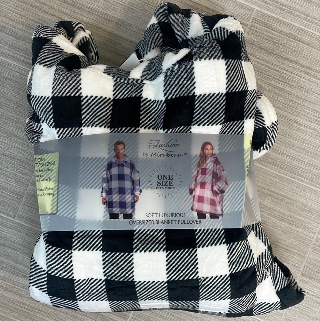 White Buffalo Plaid Oversized Blanket Sherpa Pullover