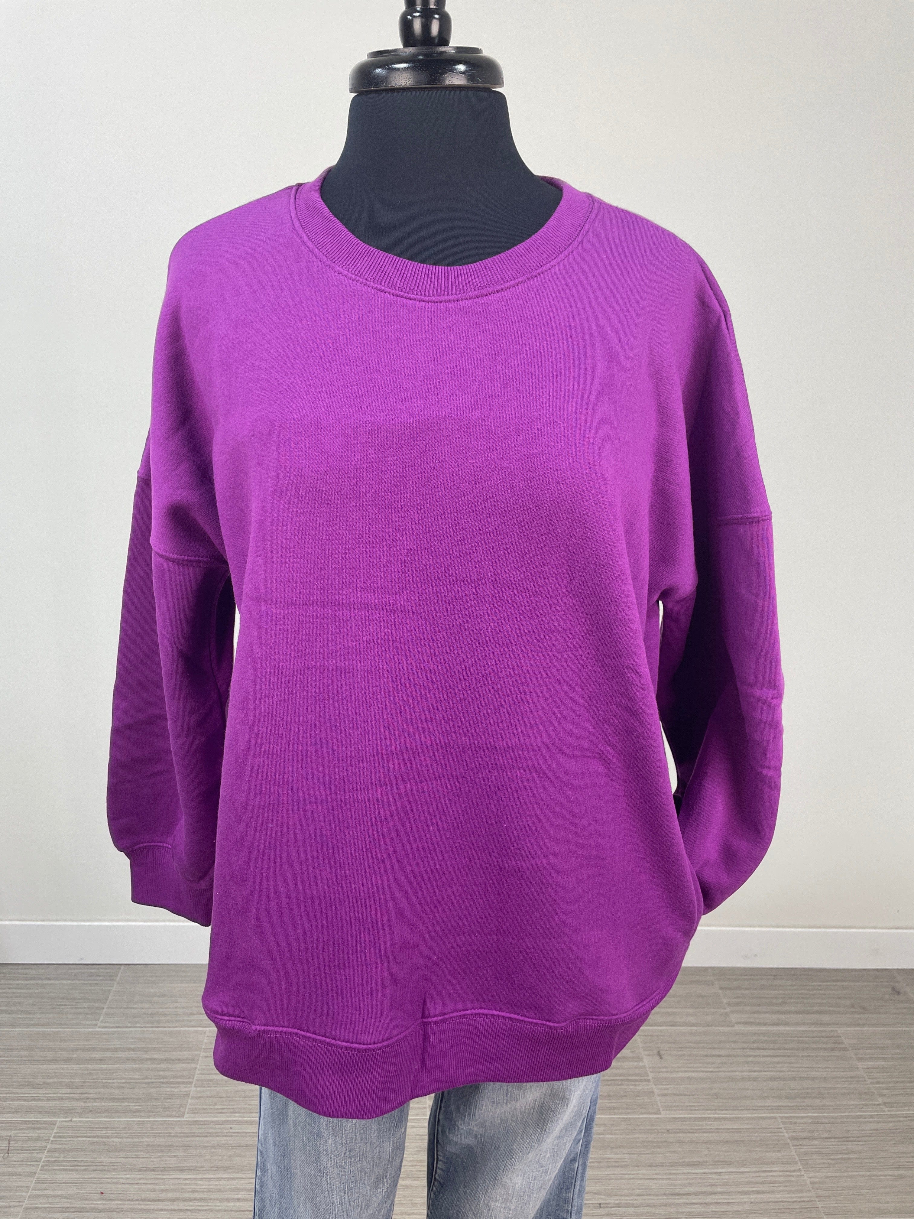 Light Plum Fleece Hi-Low Sweatshirt
