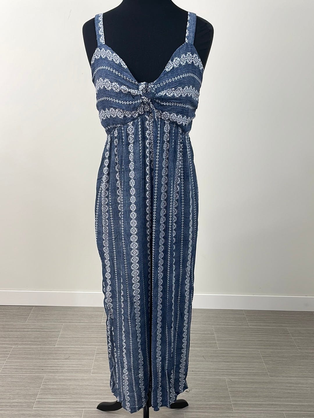 Navy Tribal Tie Sleeveless Jumpsuit