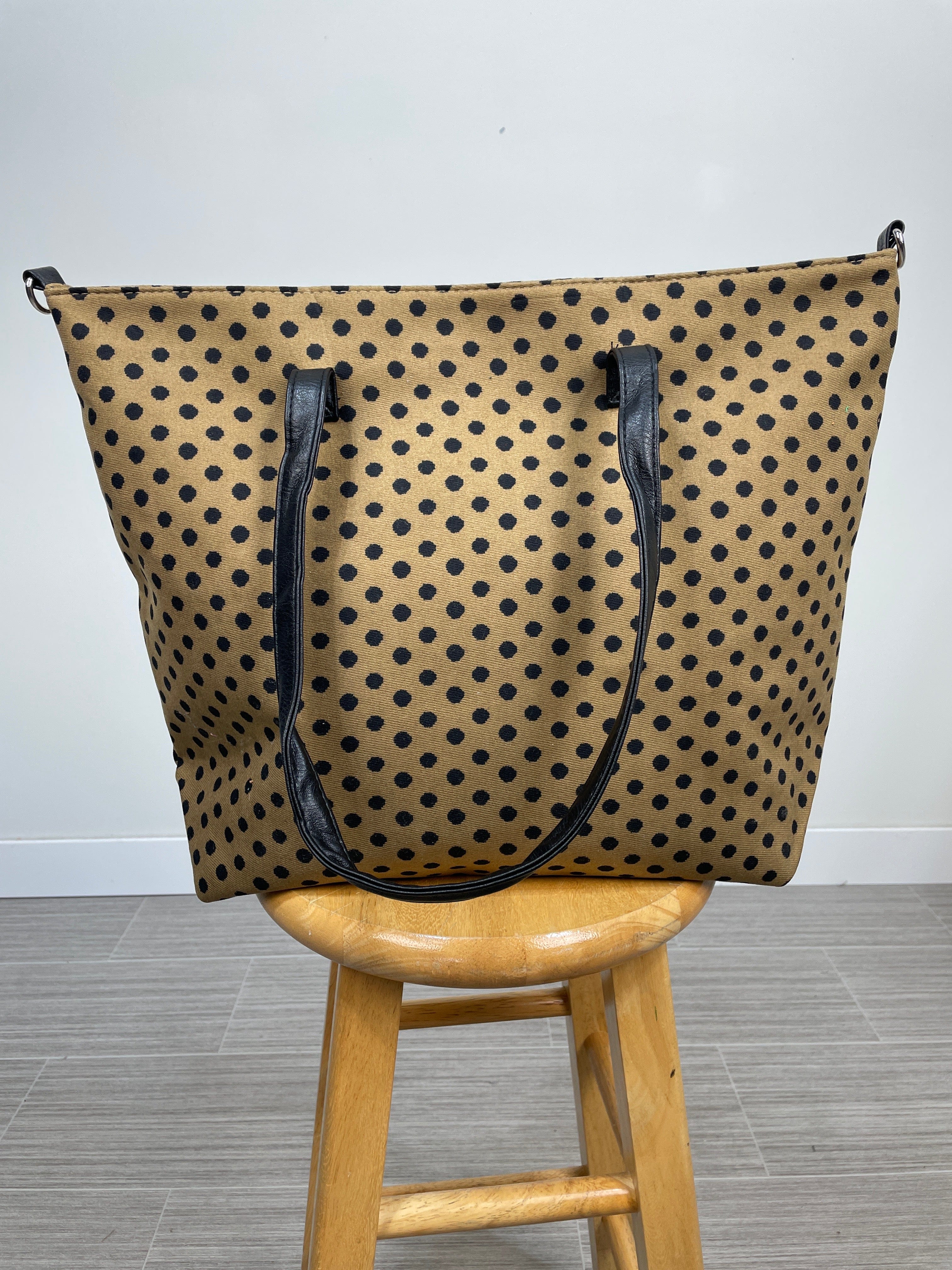 Brown Polka Dot Print Tote