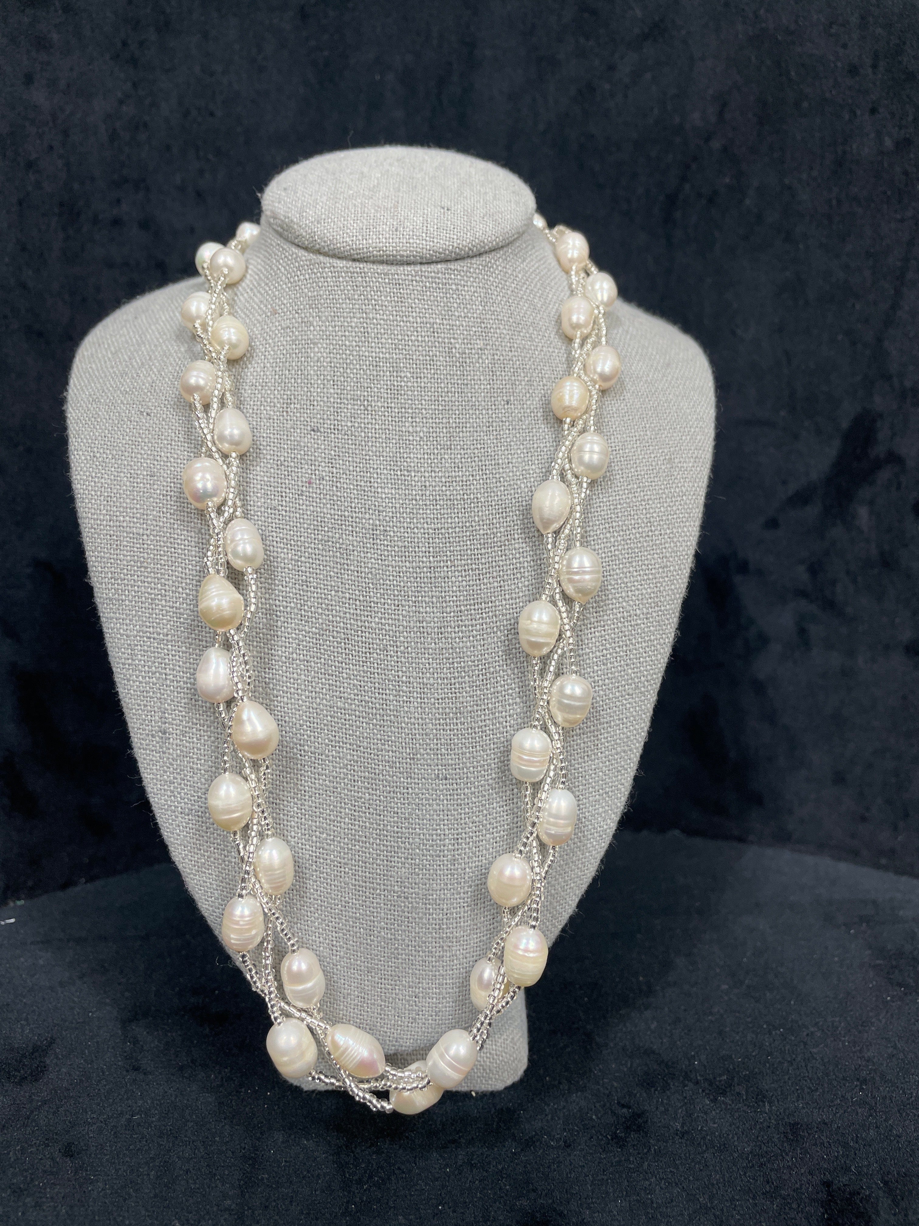 18" Pearl 3 Strand Necklace with Magnetic Closure