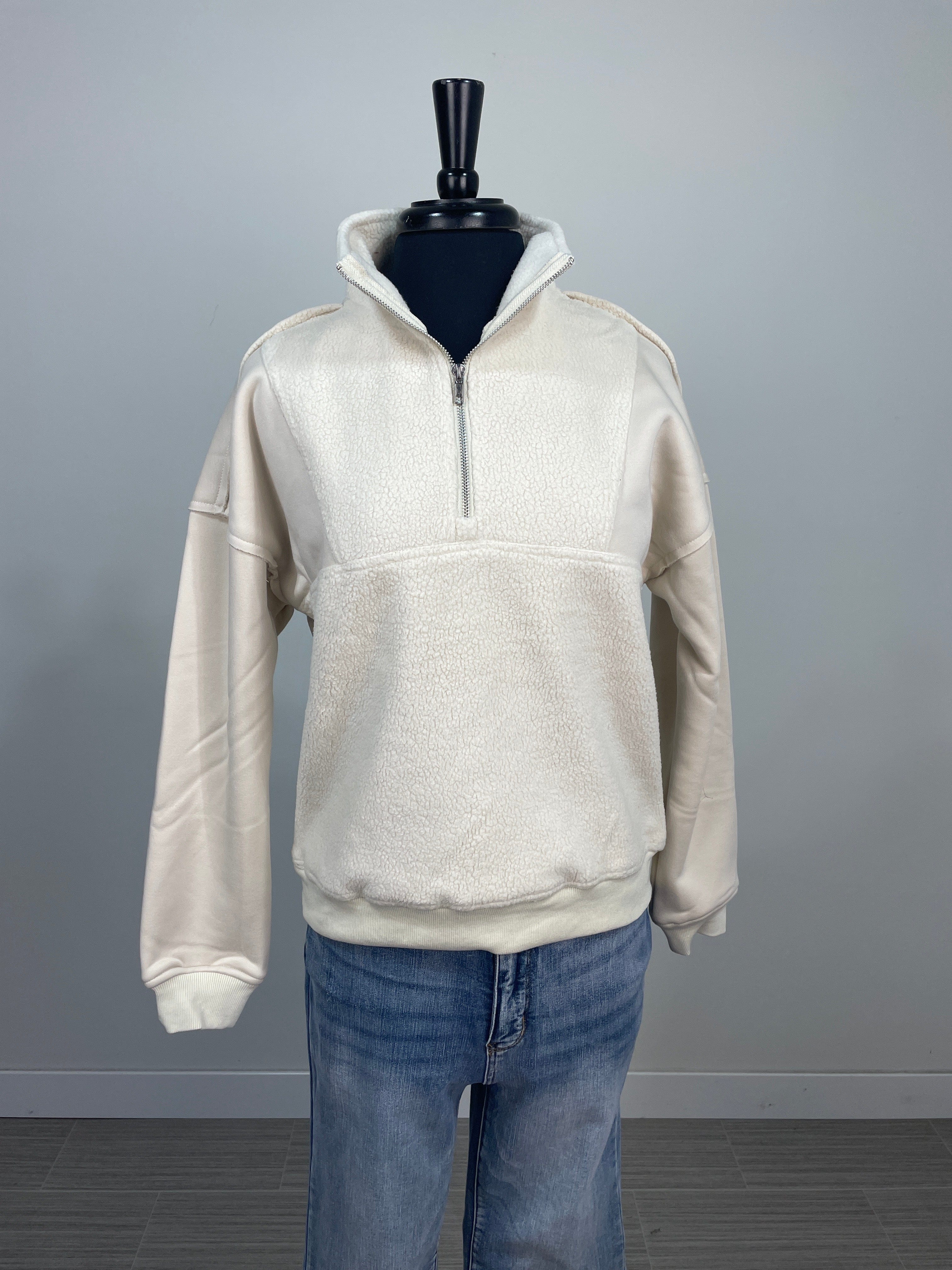 Ivory Half Zip Fleece Pullover