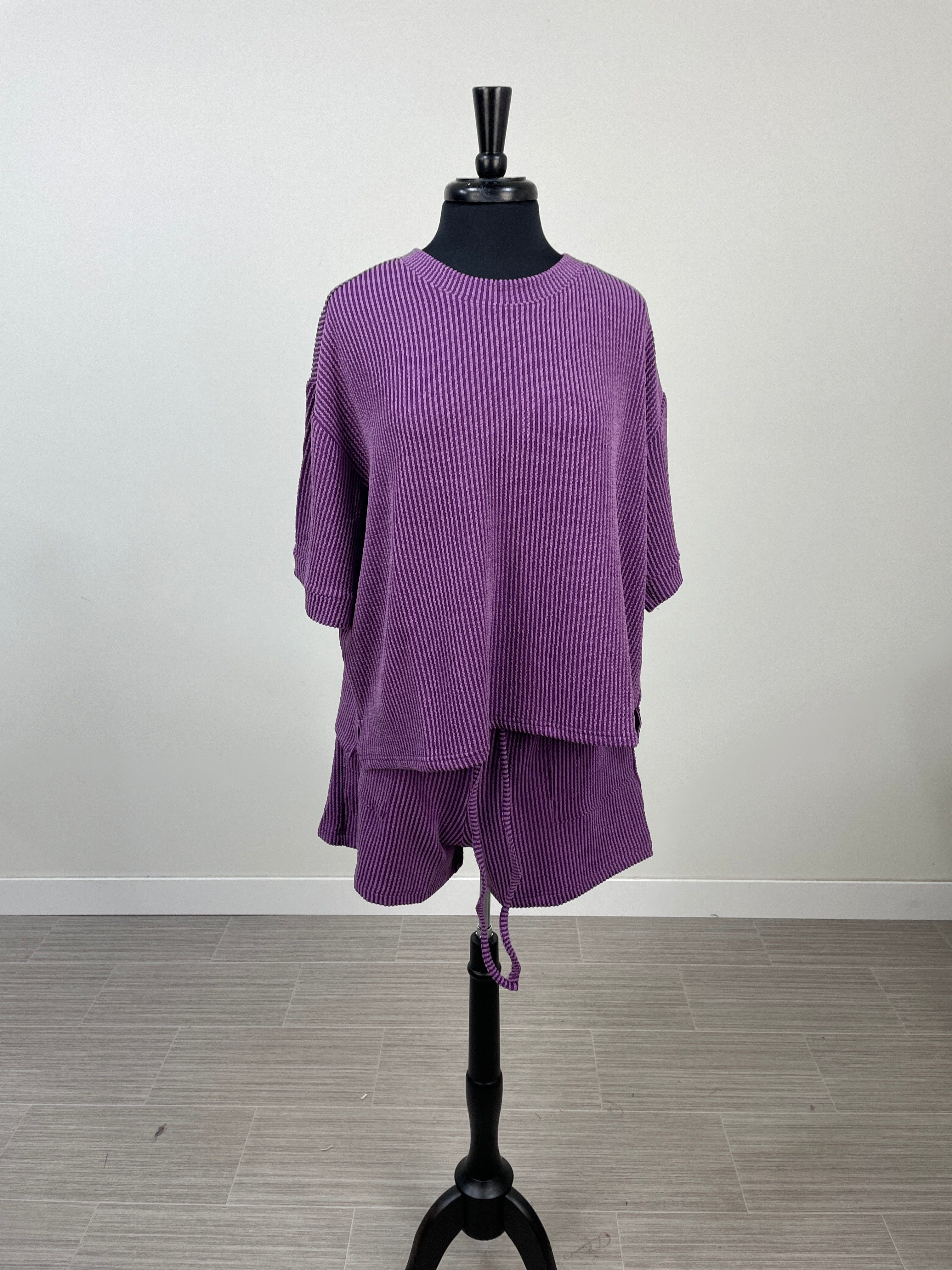 Dark Plum Corded Shorts Set