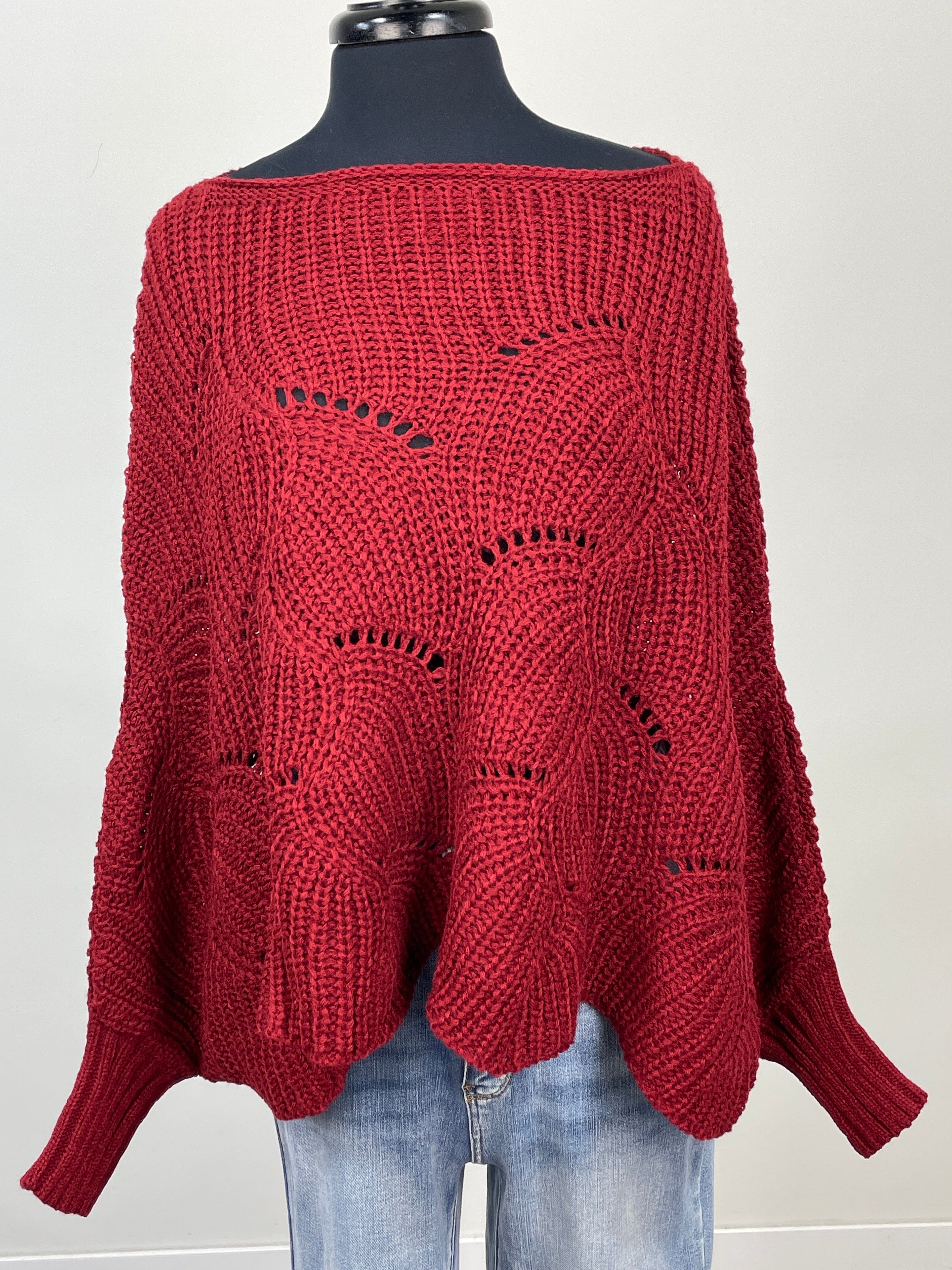 Burgundy Solid Poncho