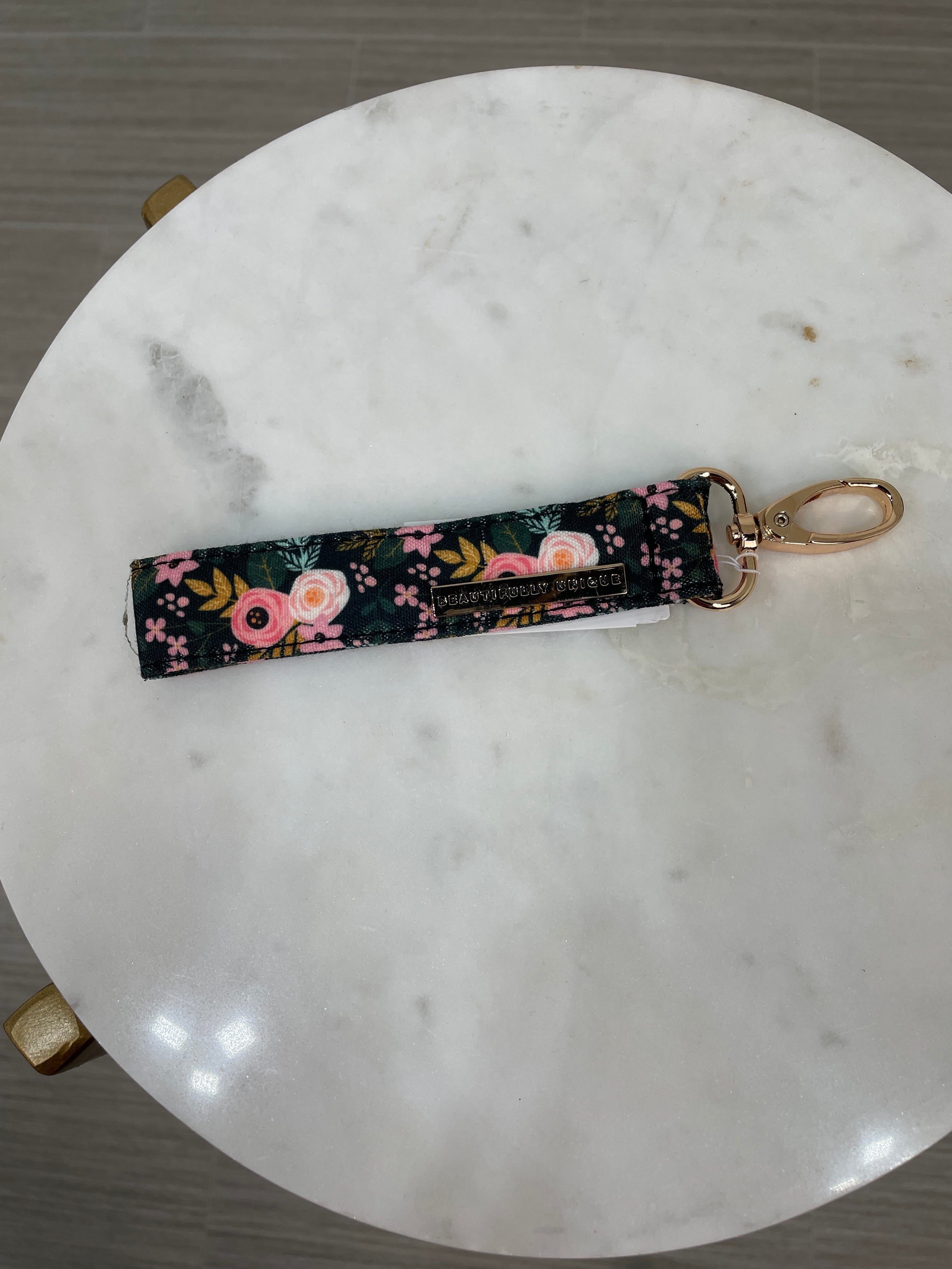 Green Floral Loop Wristlet Key Chain