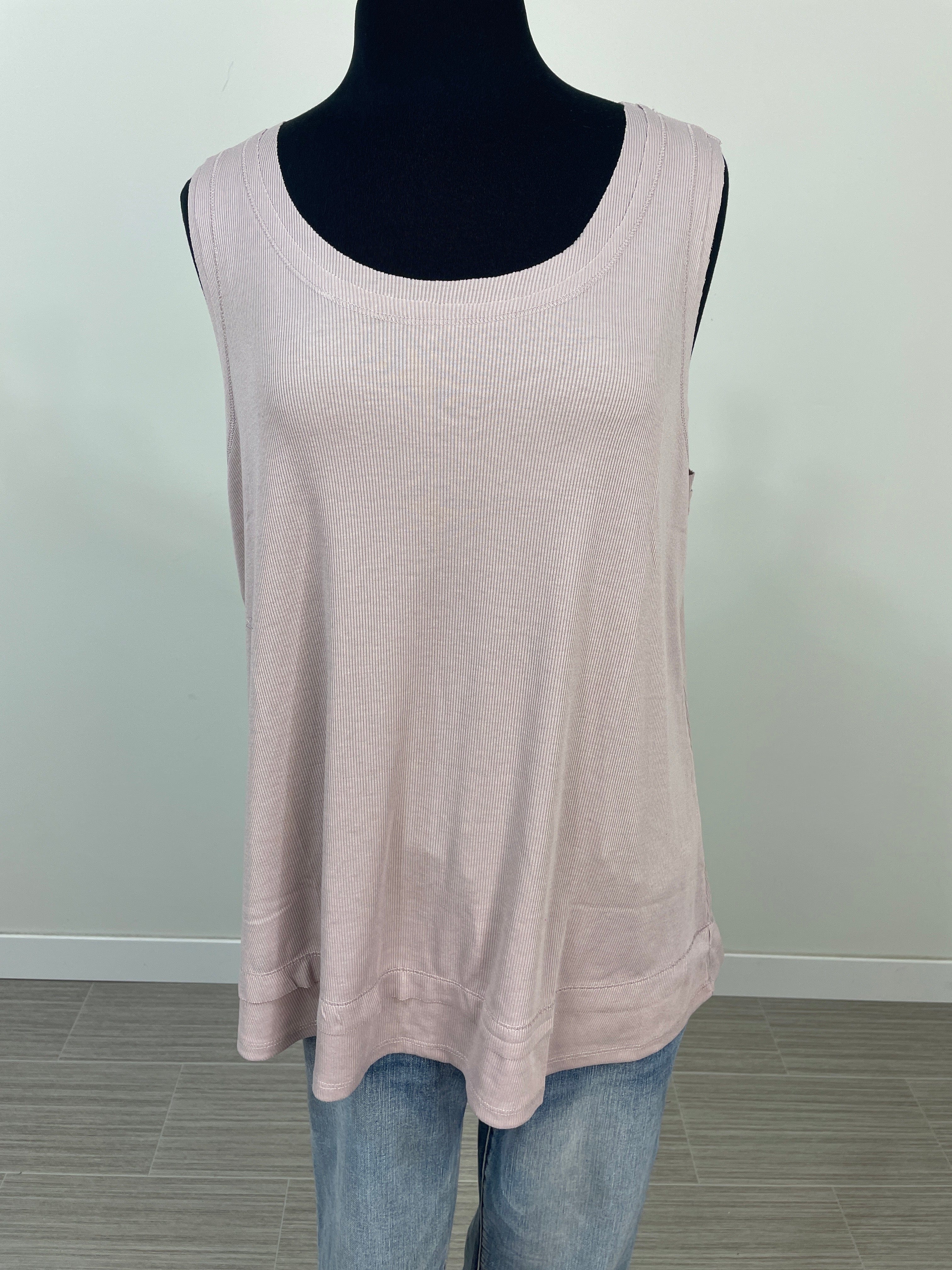 Pearl Grey Relaxed Fit Ribbed Tank