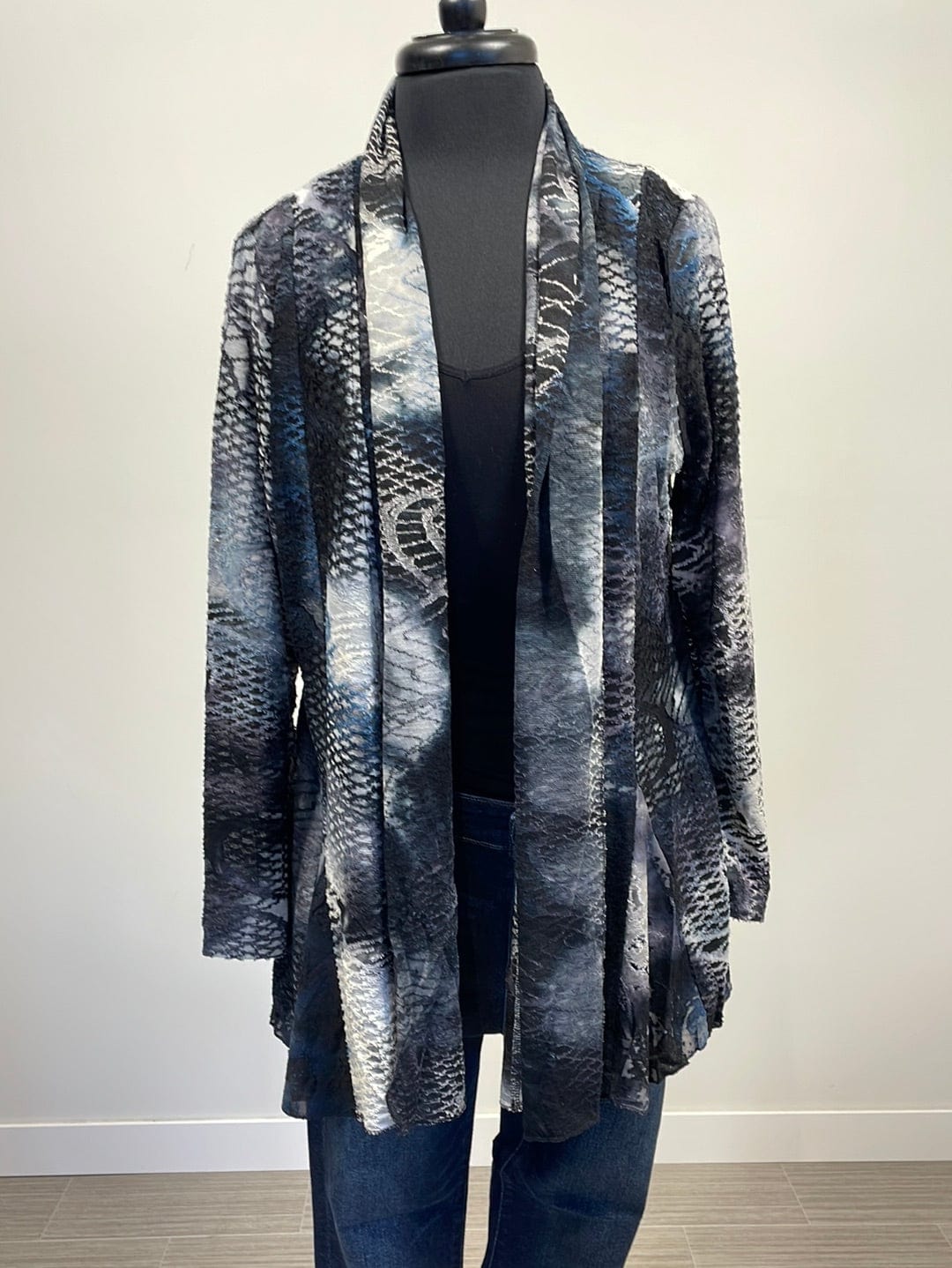 Black & Grey Patch Blue Cardigan