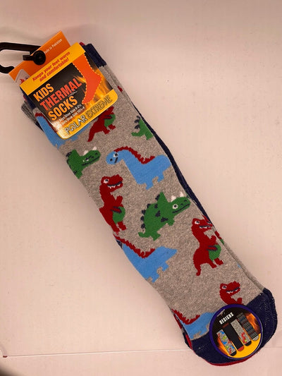 PE Blue Printed 4pk Kids Thermal Socks 9-2 1/2