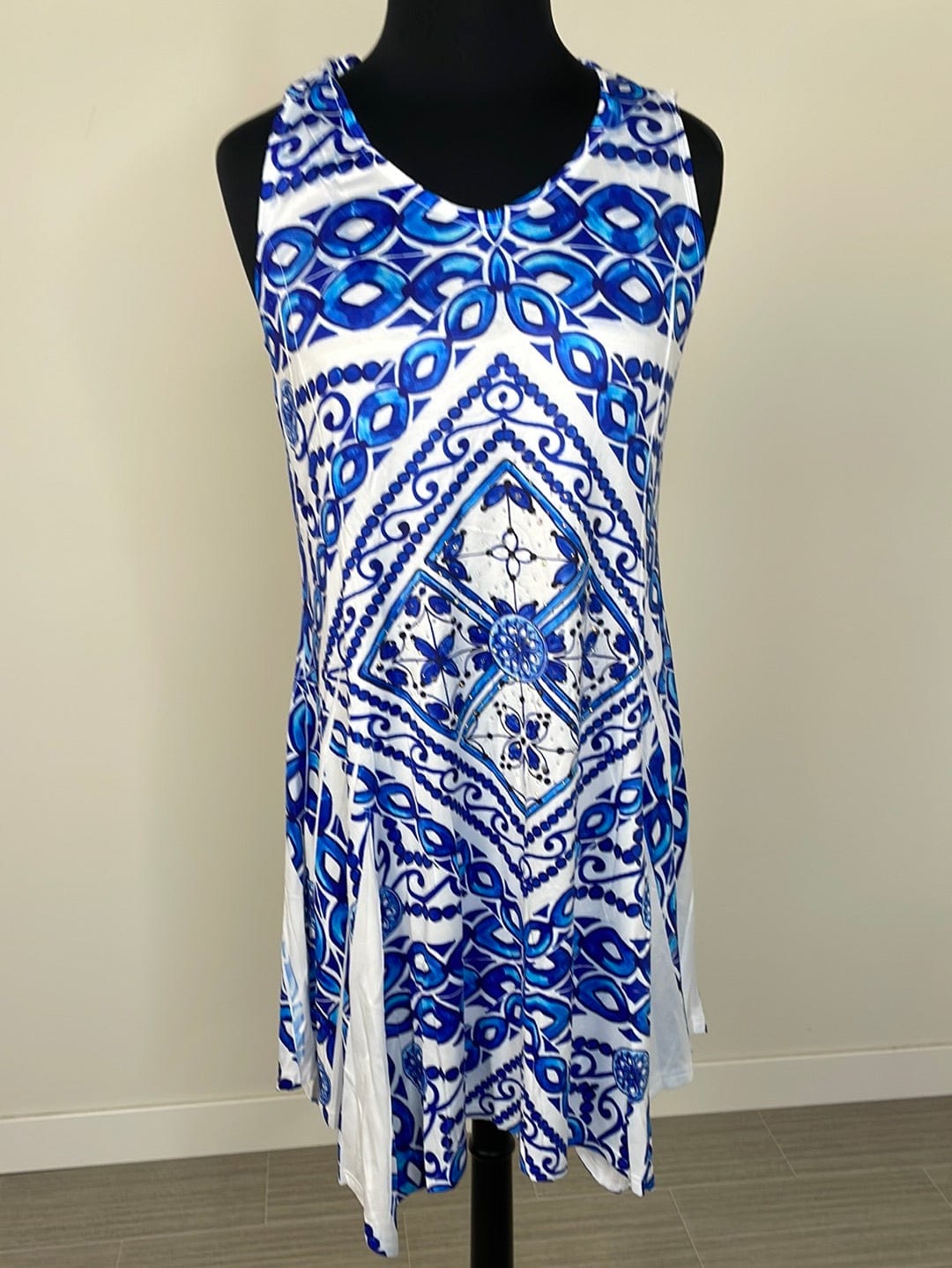Royal Blue Delft Sleeveless Hem Dress