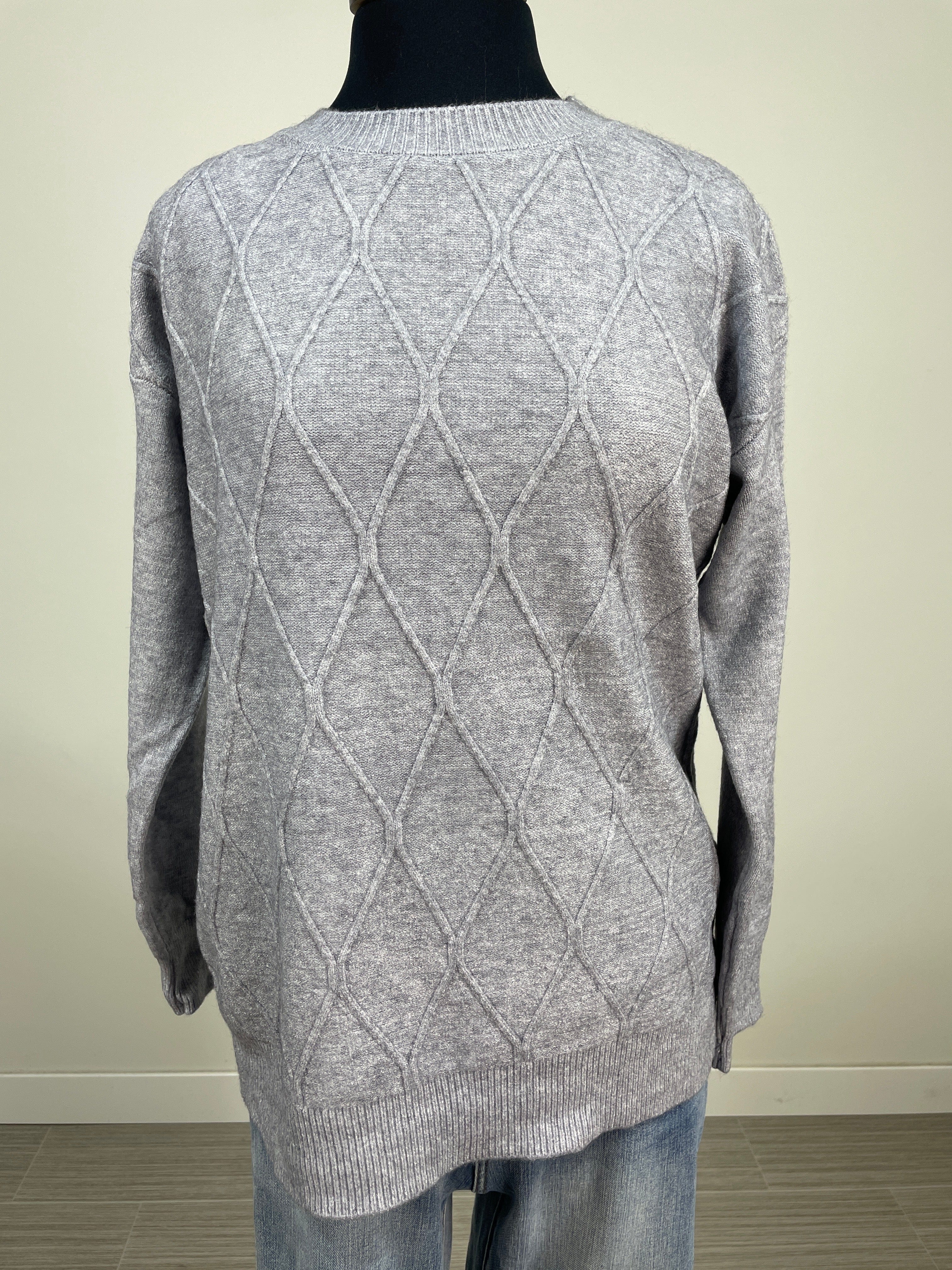 Grey Diamond Pullover Sweater