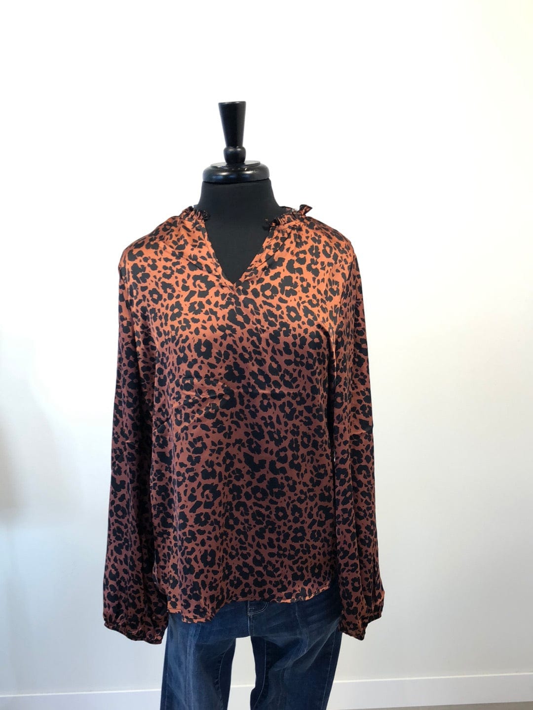 Silky Brown Animal Print Blouse