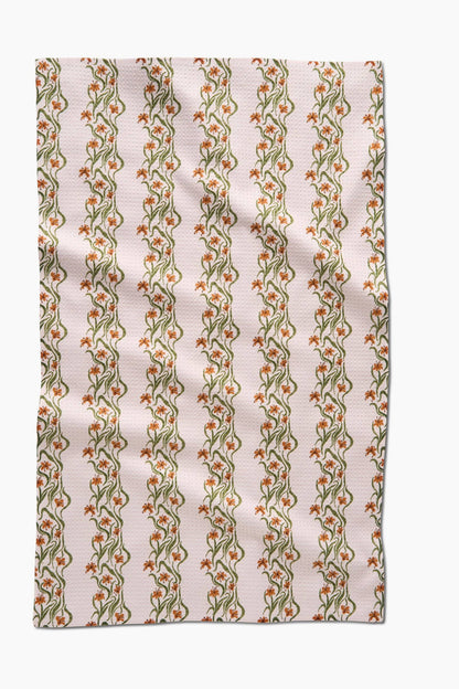 Floral Fall Stripe Tea Towel
