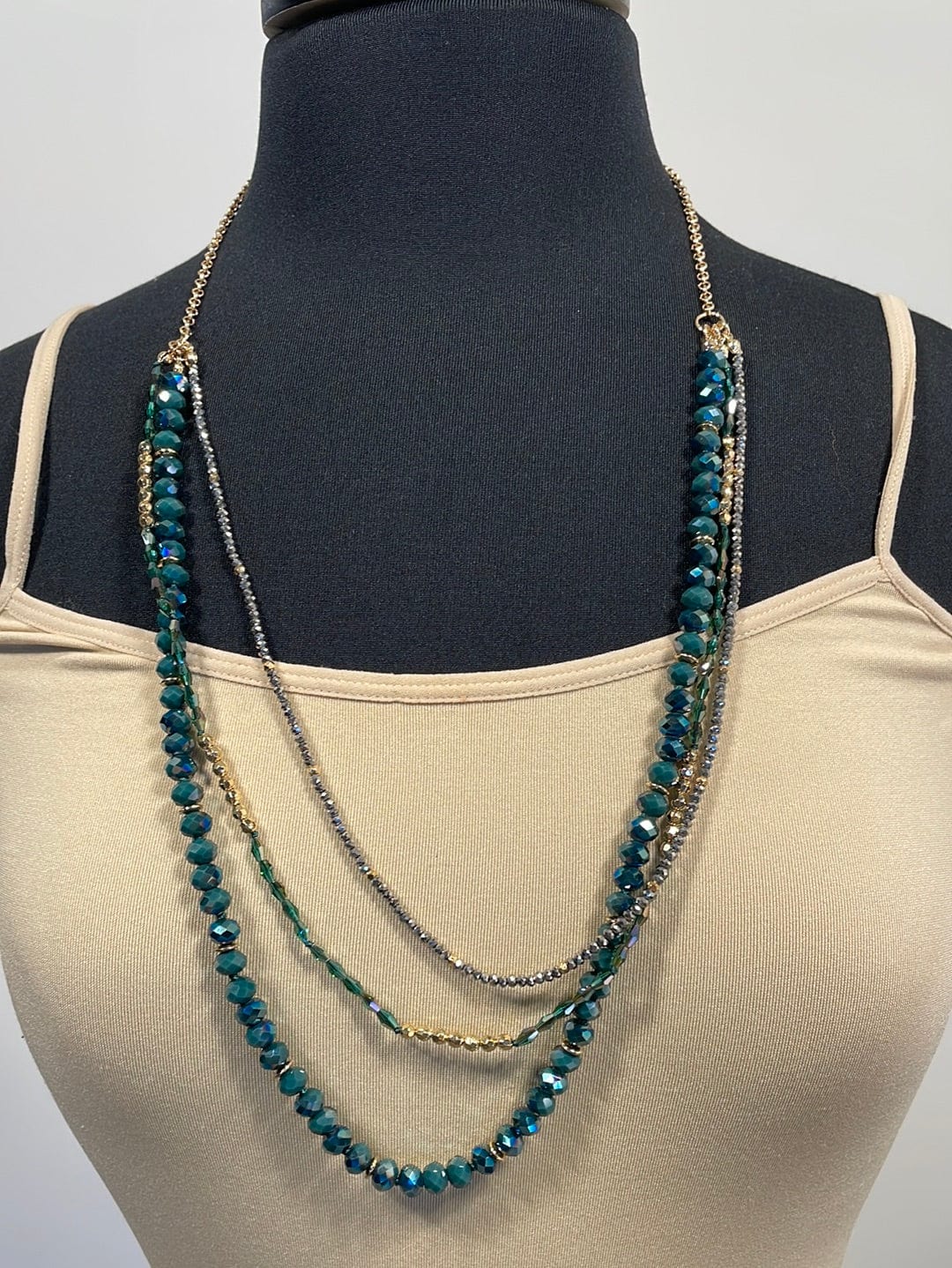 Green Beaded Layer Necklace