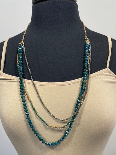 Green Beaded Layer Necklace
