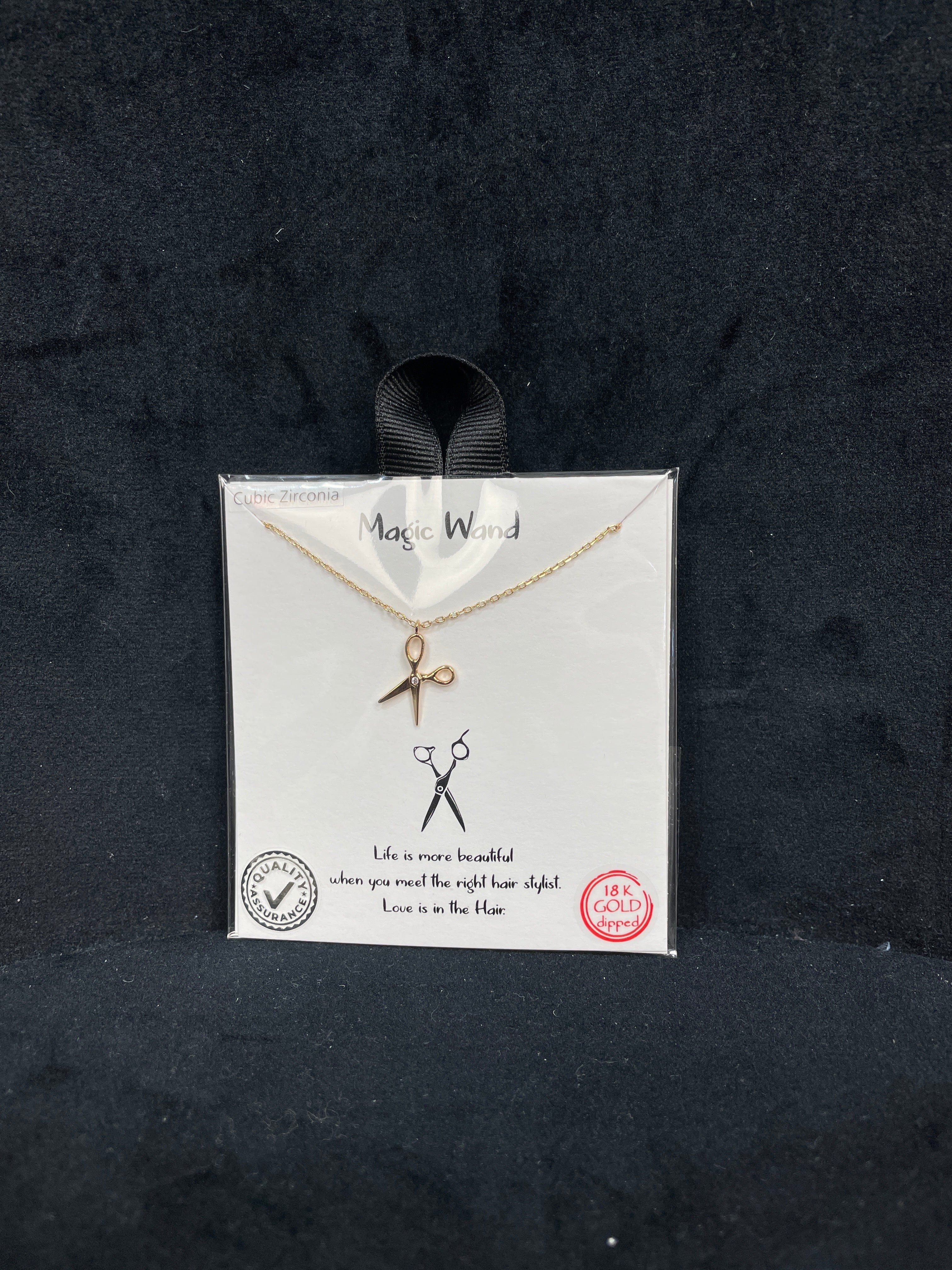Magic Wand Scissor Necklace - Gold