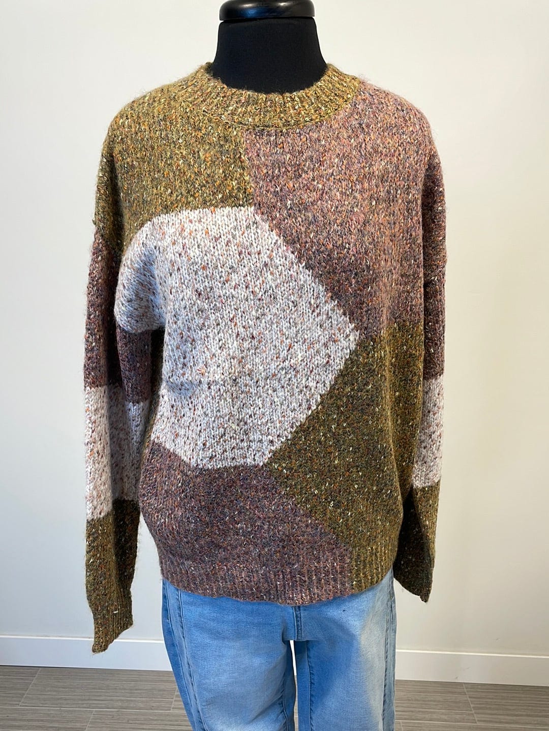 Olive Colorblock Pullover
