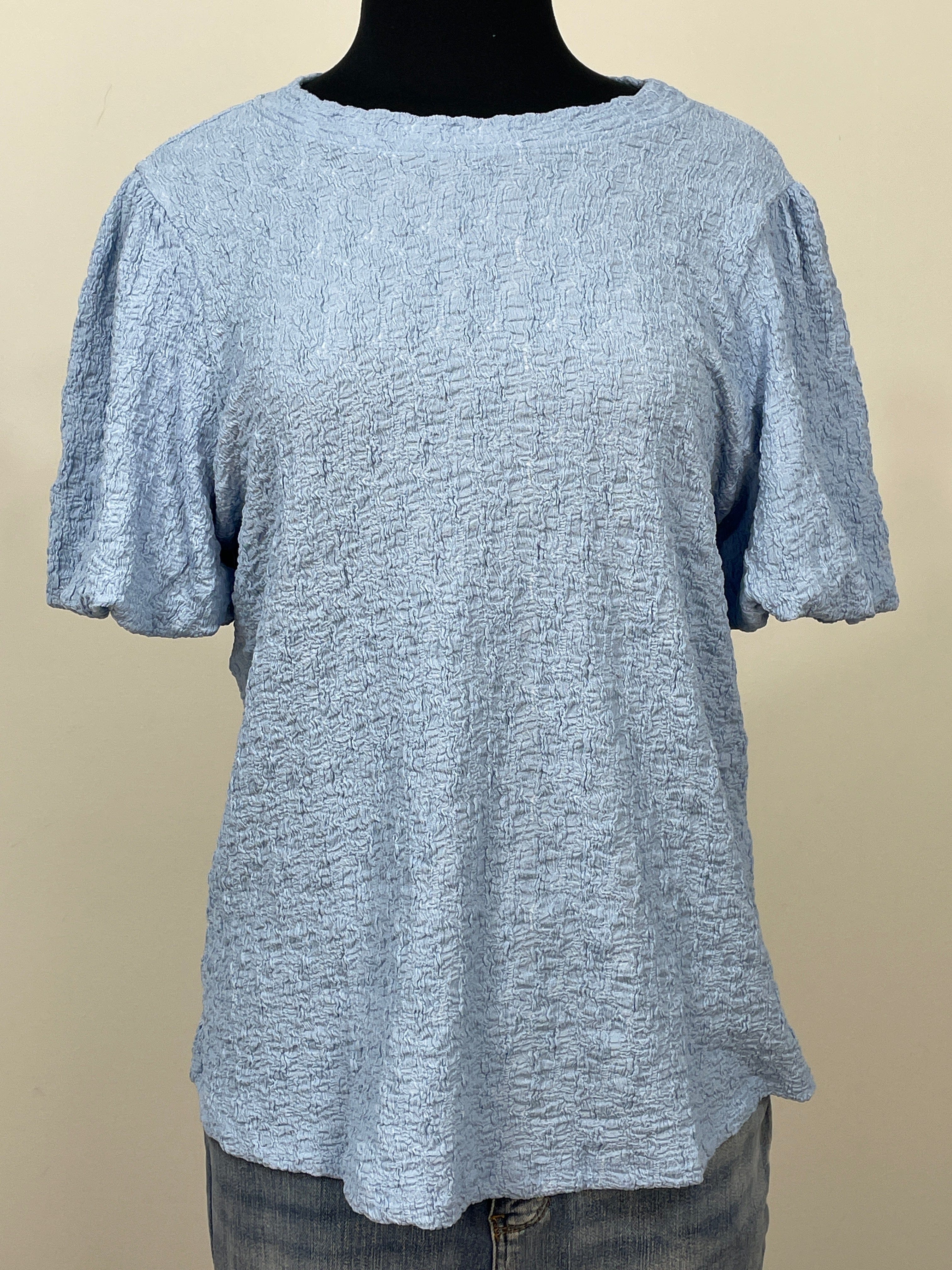Ice Blue Puff Sleeve Blouse
