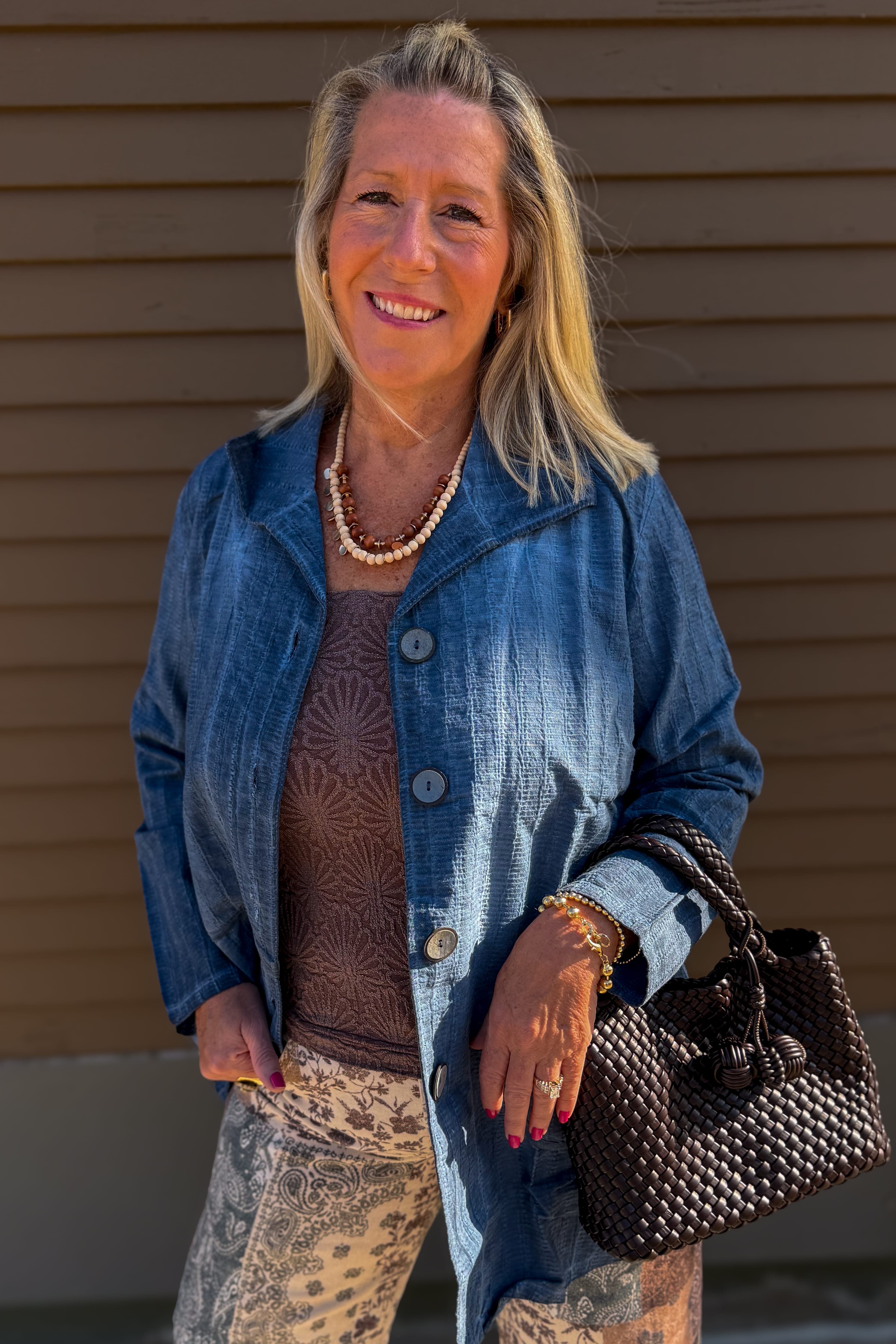 Cobalt Textured Button Up Jacket