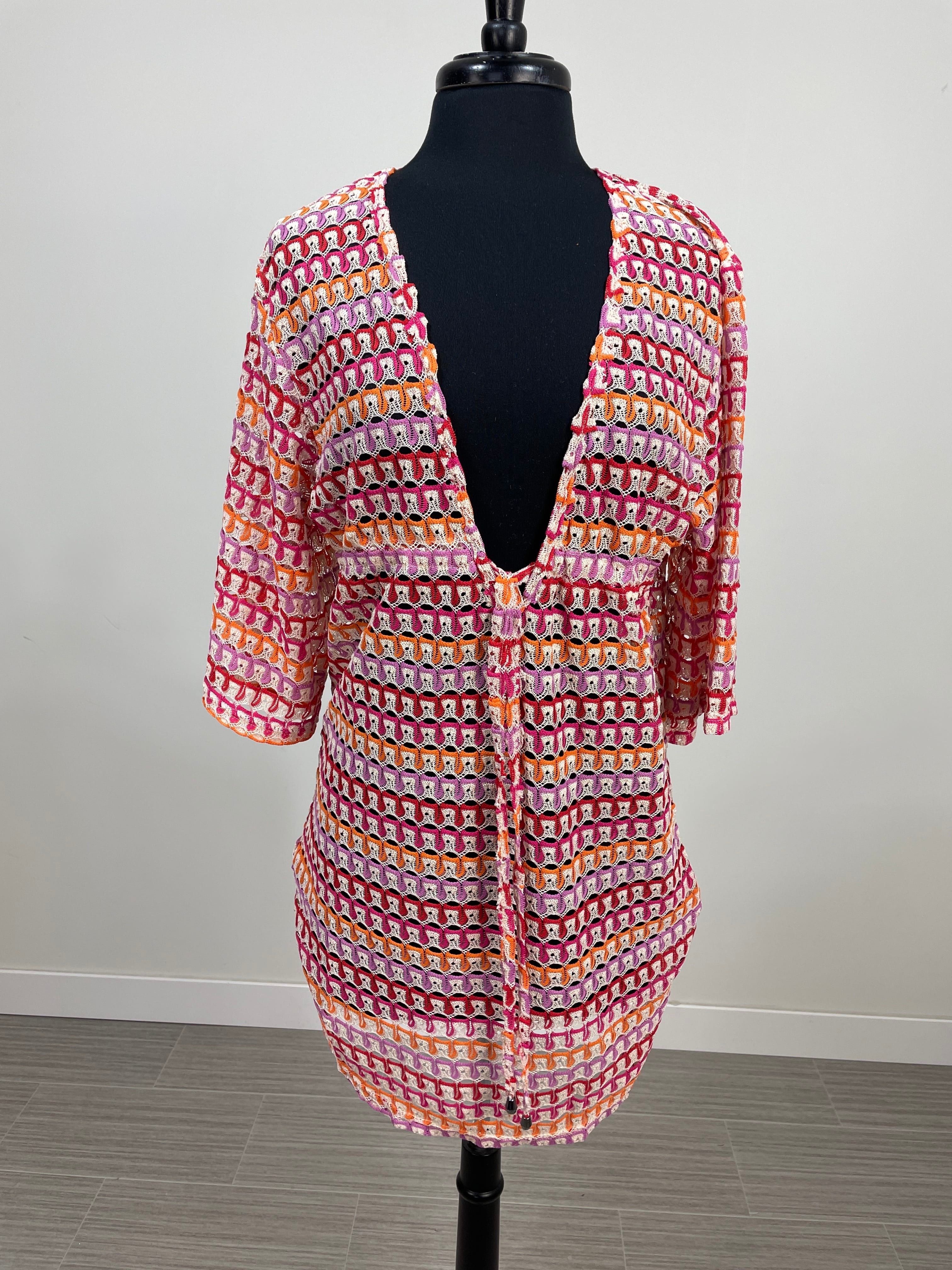 Fuchsia & Orange Crochet Cover Up