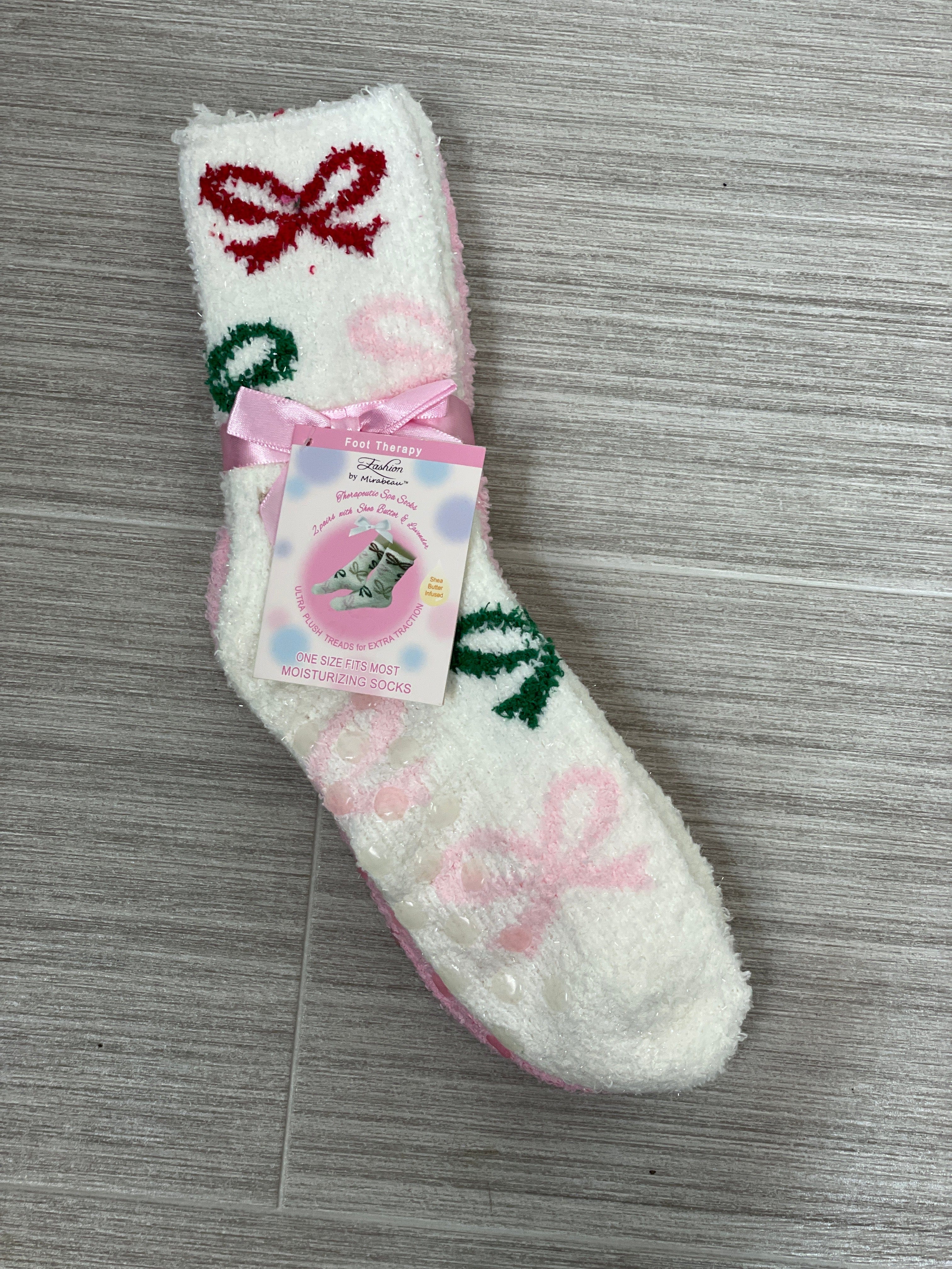 2PC  Christmas Bow Spa Socks