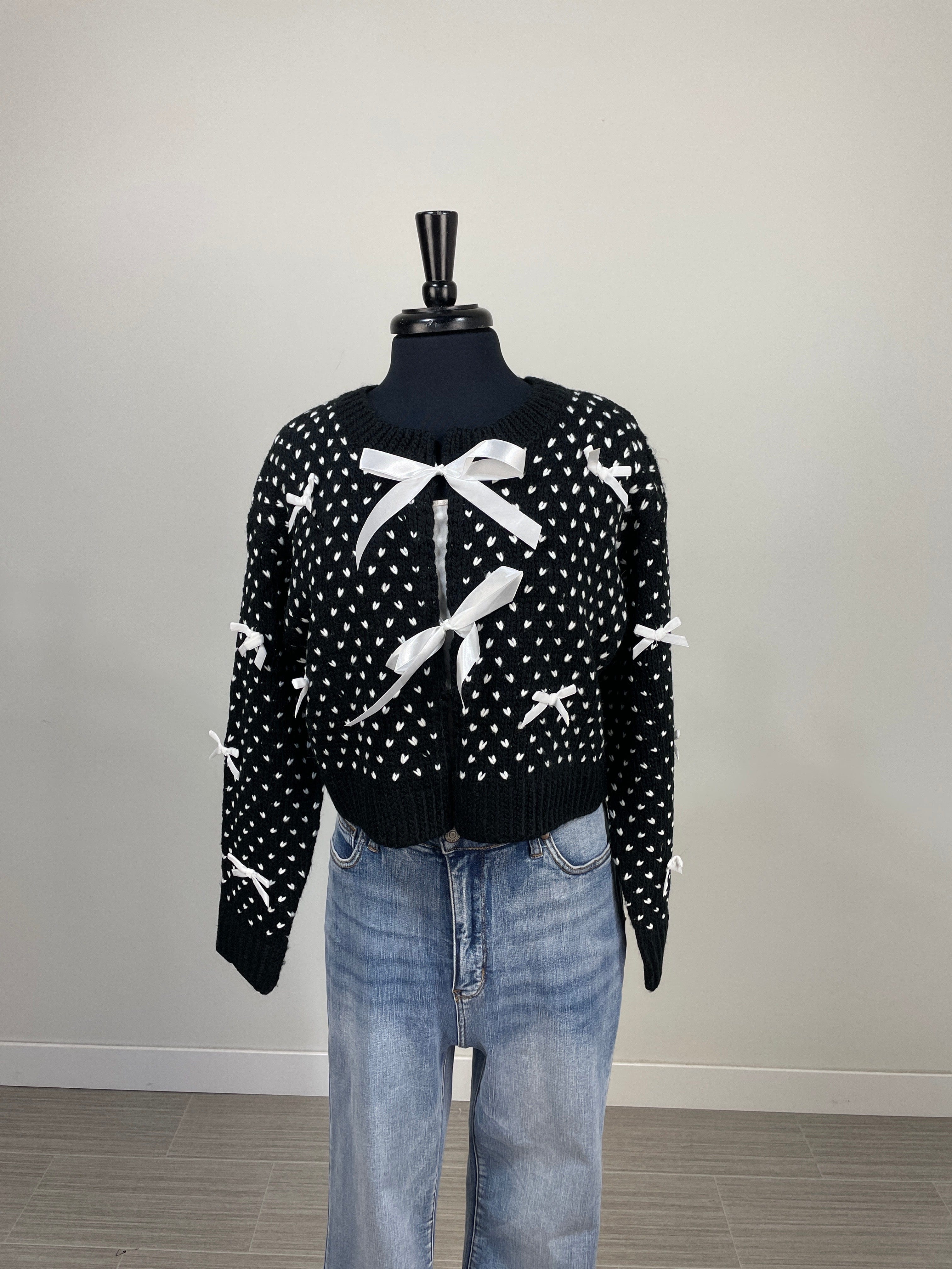 Black & White Ribbon Bow Sweater