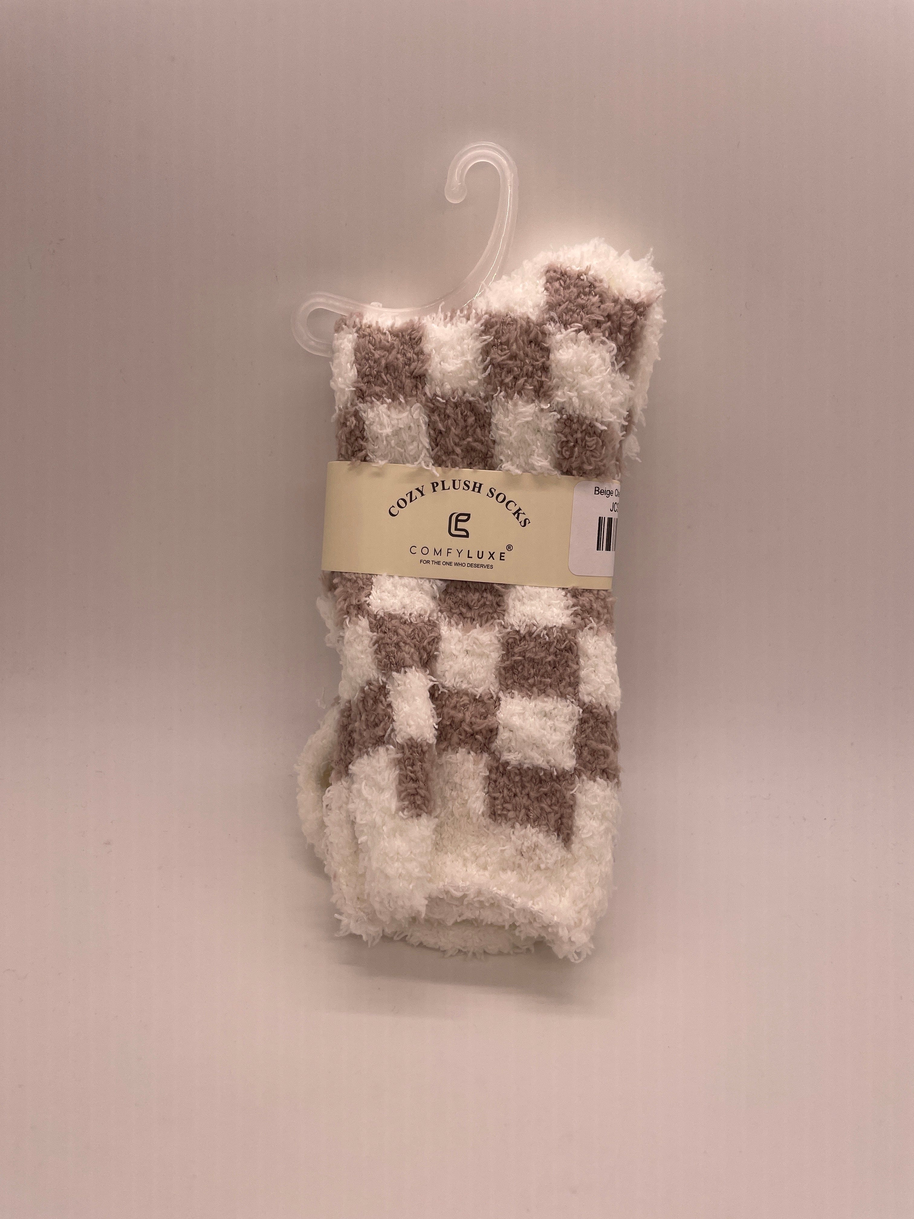 Beige Checkered Comfy Luxe Sock