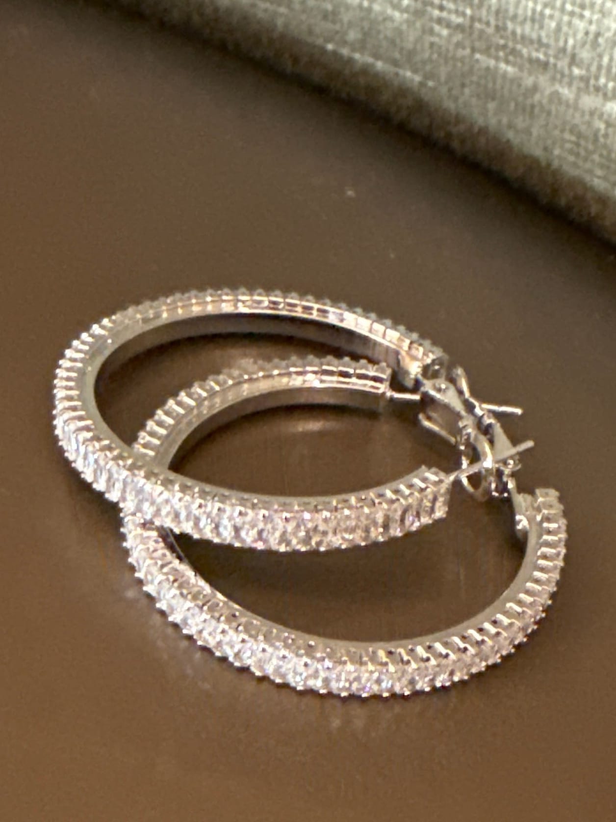 Crystal Silver Hoop Earring