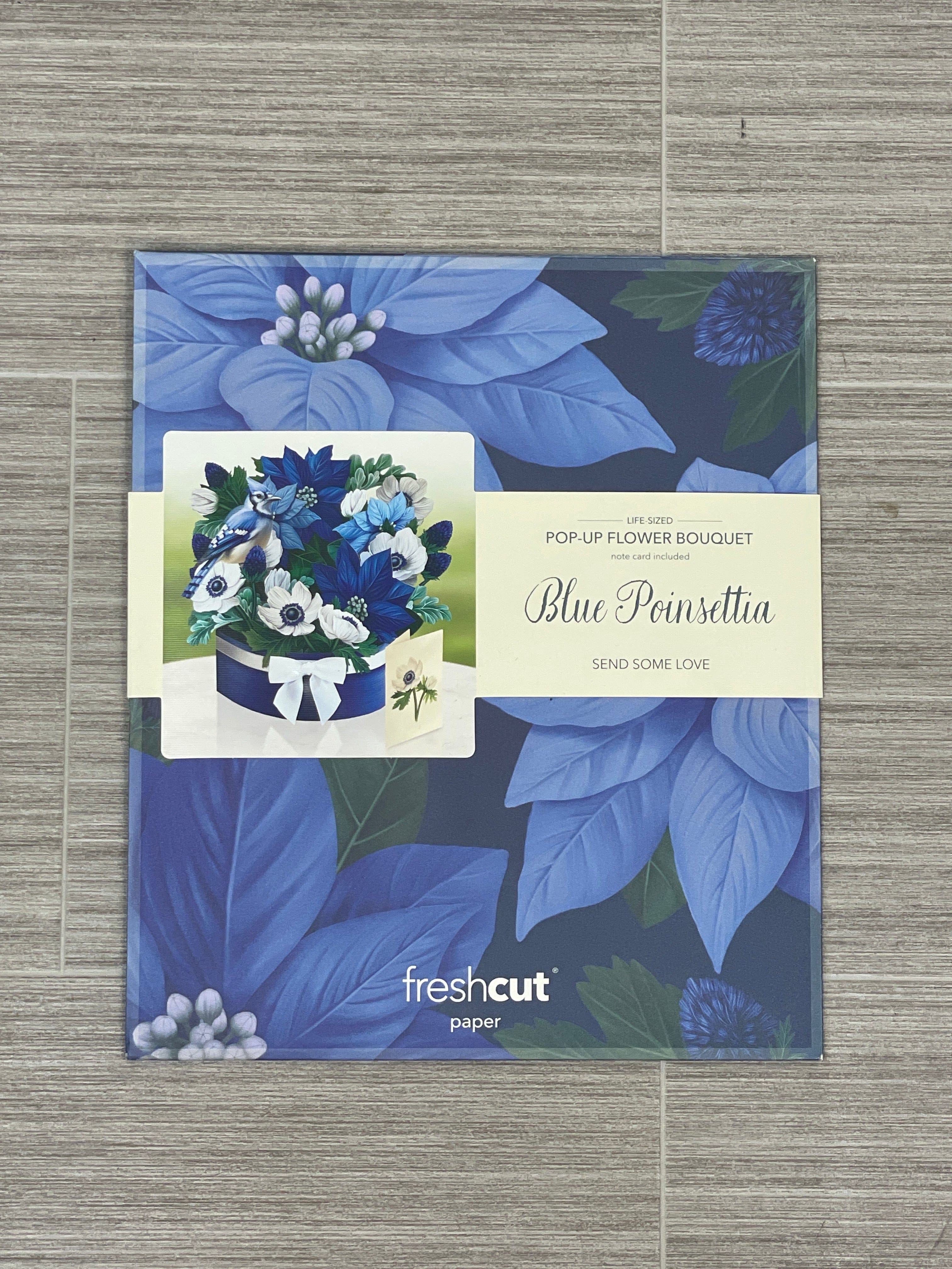 Blue Poinsettia Card