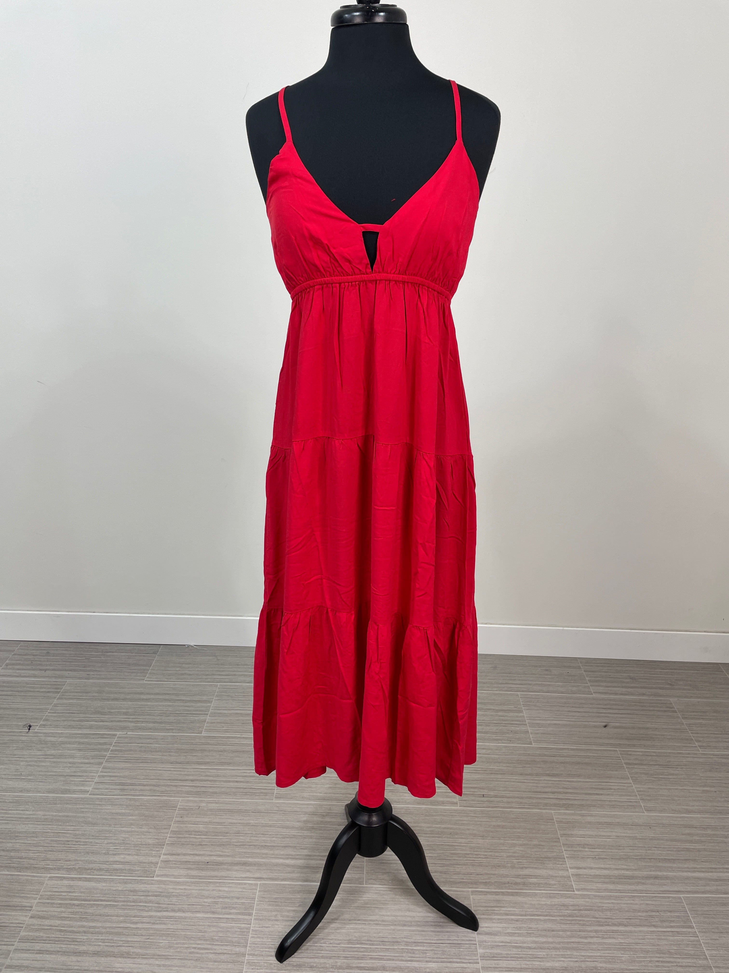 Ruby Sweetheart Tiered Midi Dress