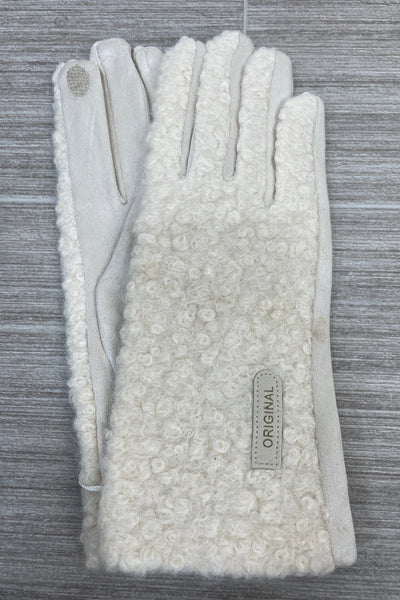 White Boucle & Suede Glove Styled