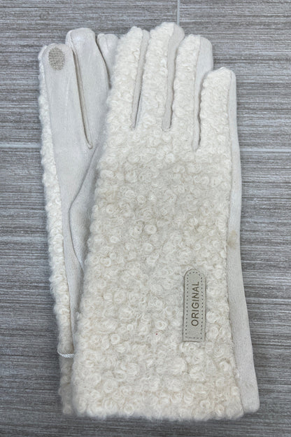 White Boucle & Suede Glove Styled