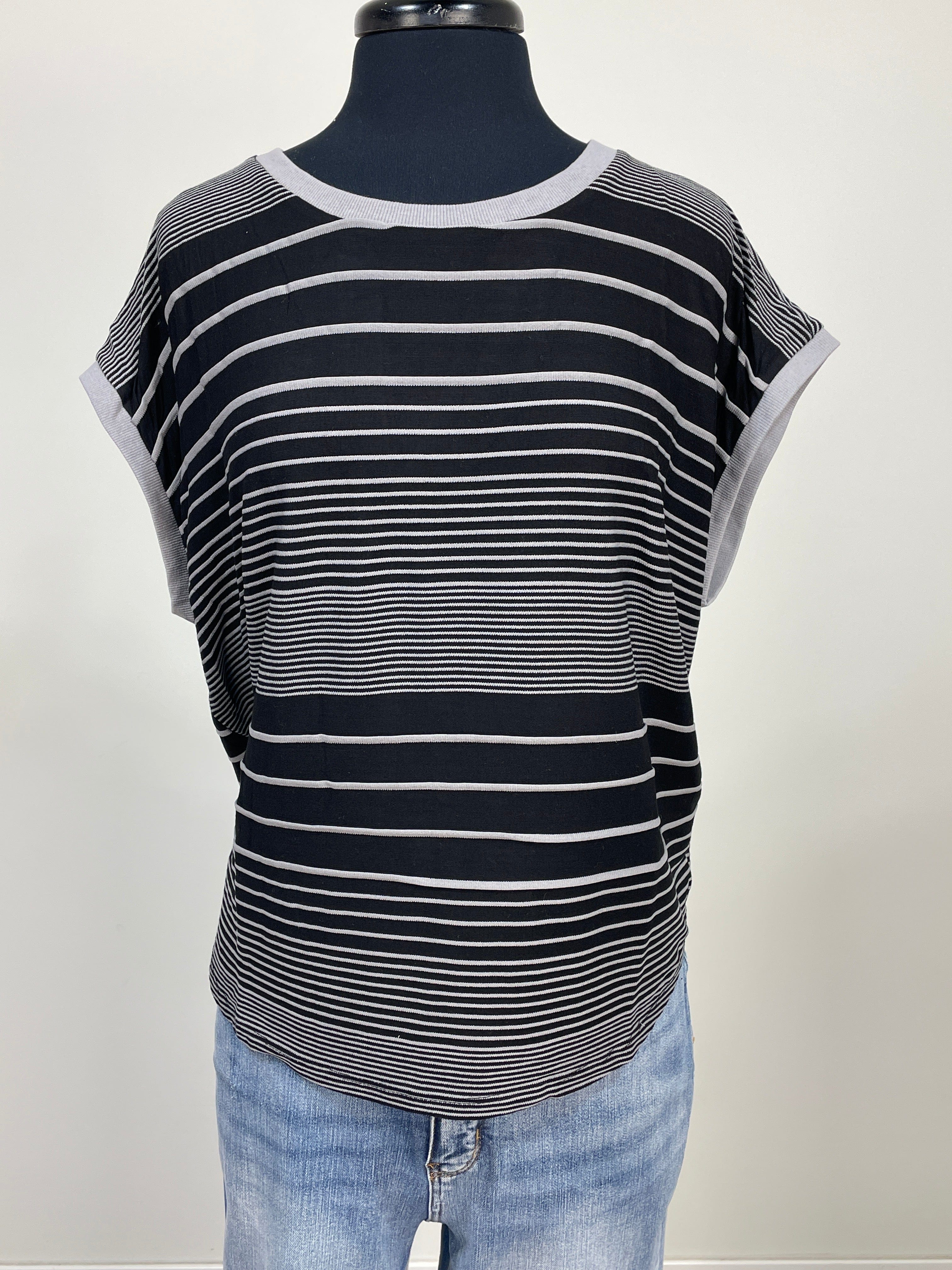 Black Stripe Knit Top