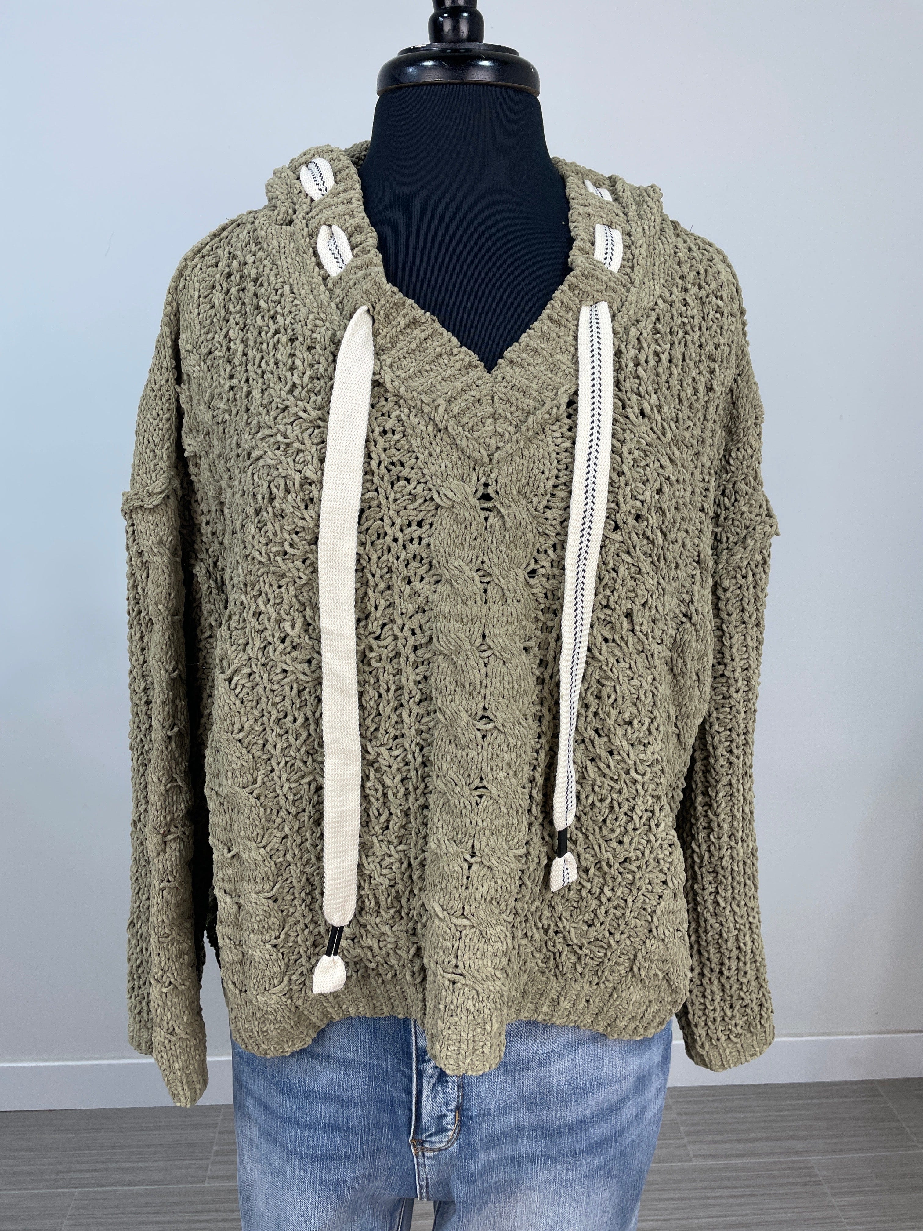 Moss Chenille Hooded Sweater
