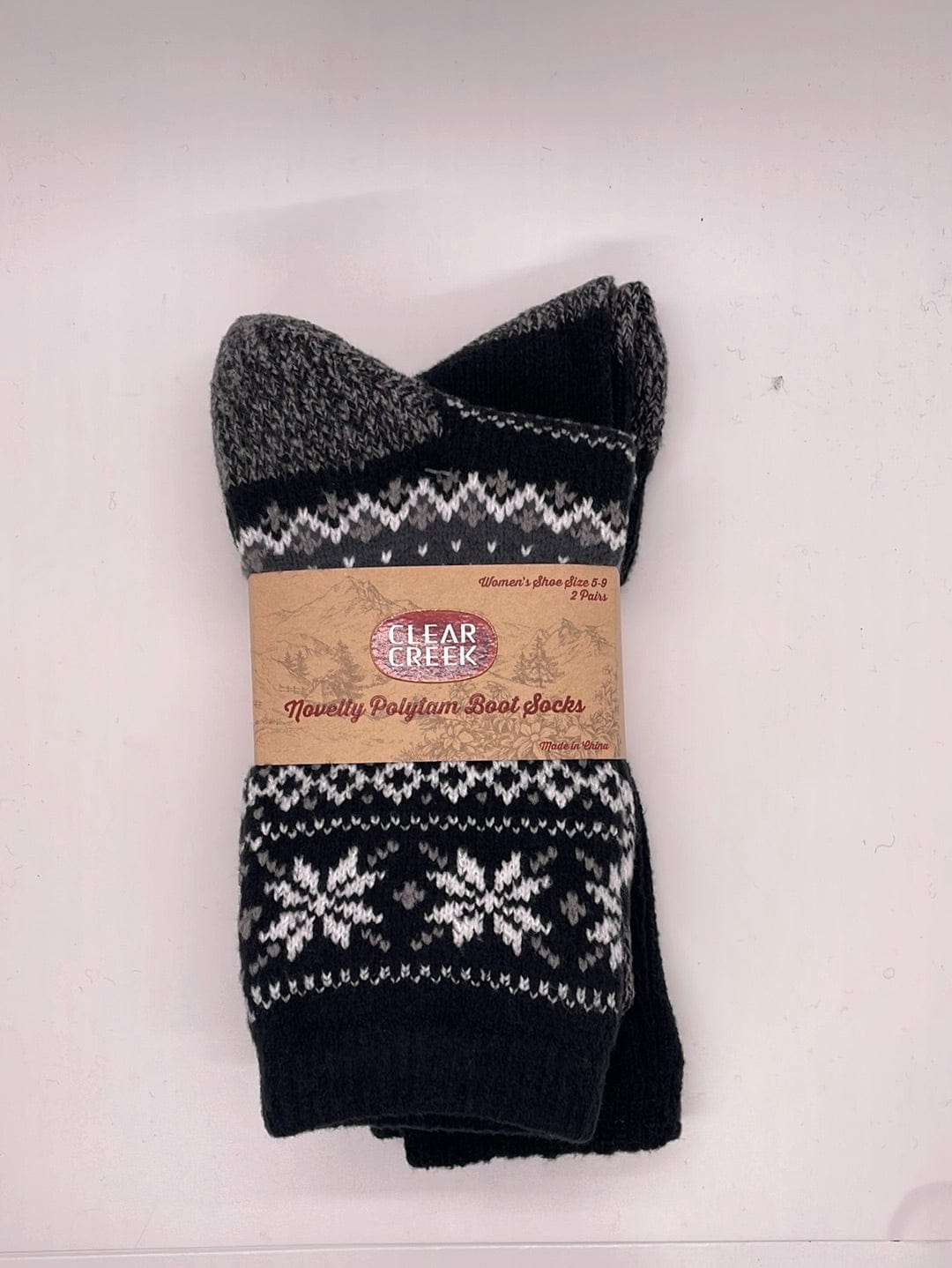 CC Women's Black Fairisle 2pk Boot Socks