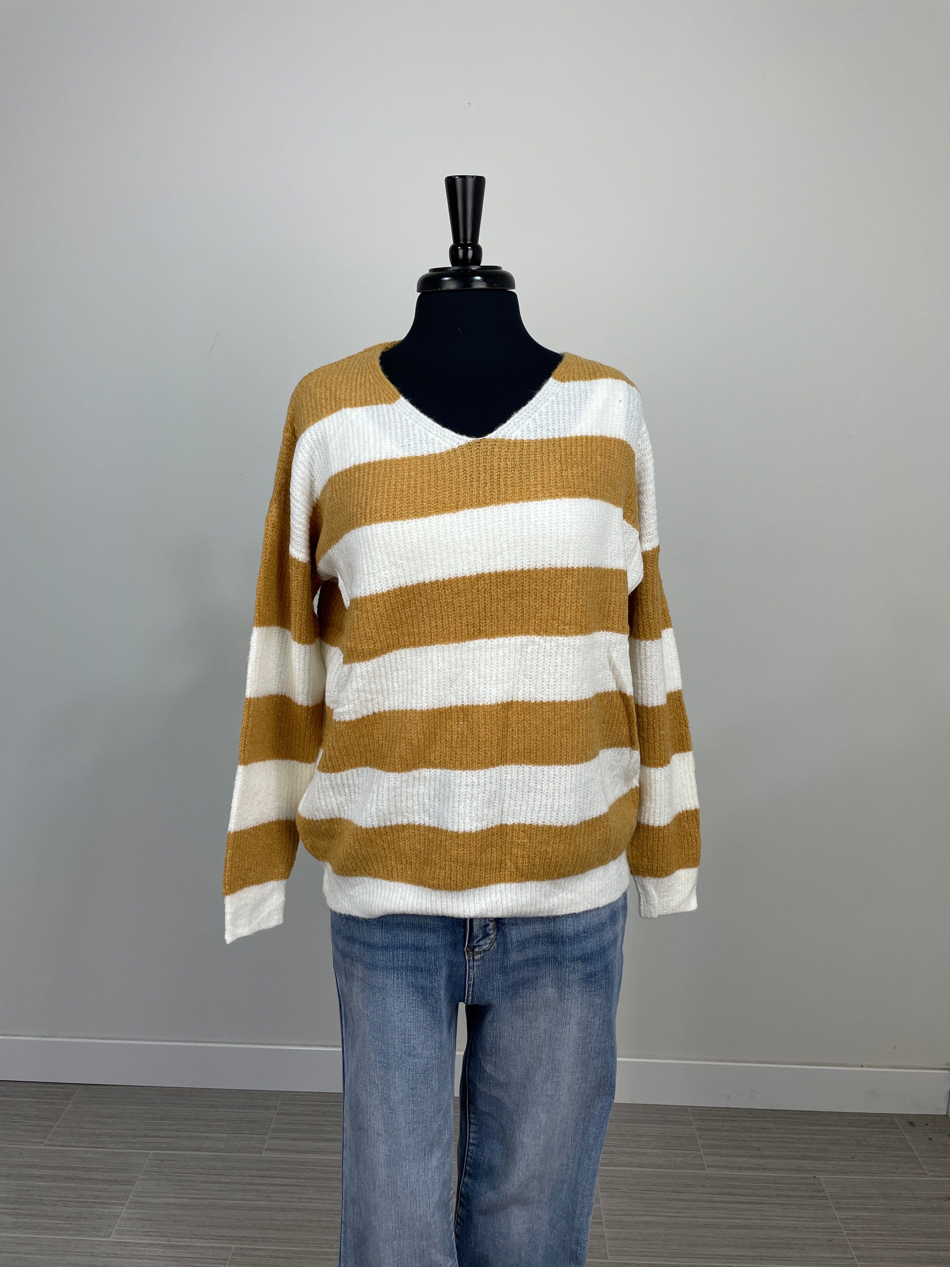 Gold & Ivory Stripe Sweater