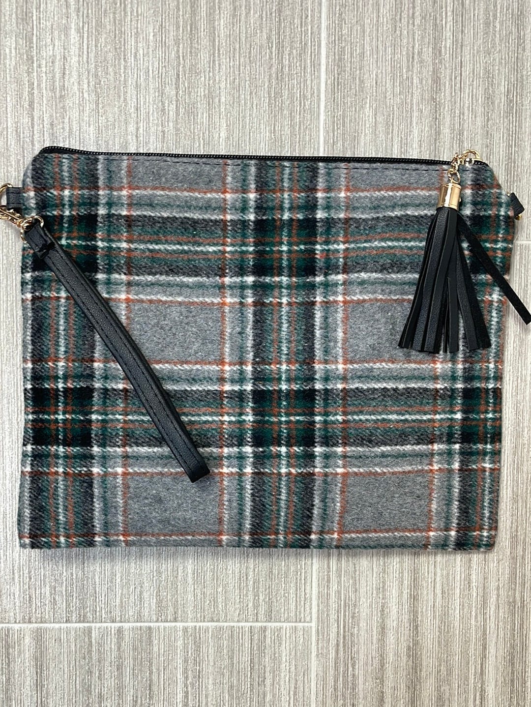 Gray Plaid Crossbody