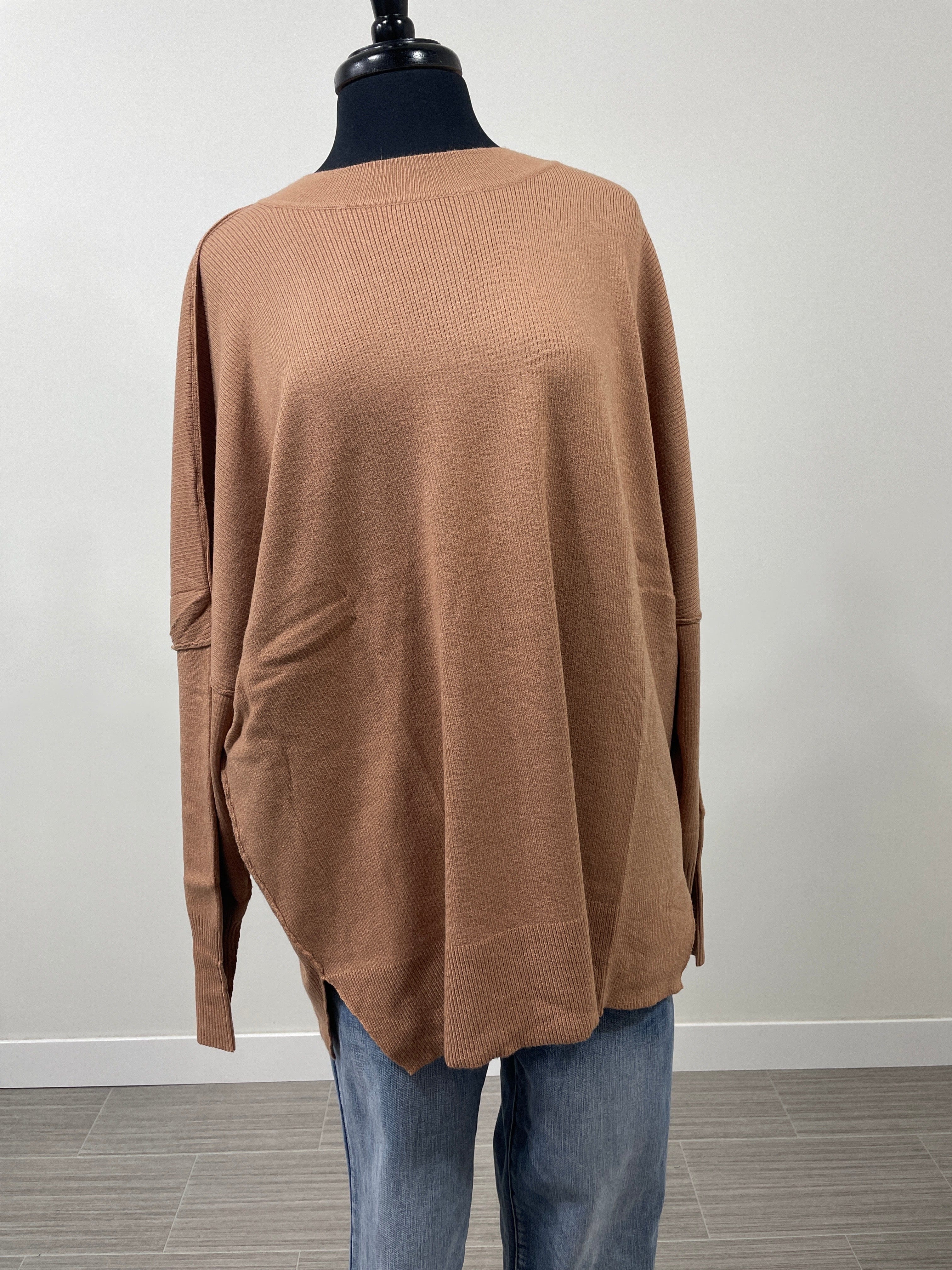 Tan Astrid Ribbed Onesize Sweater