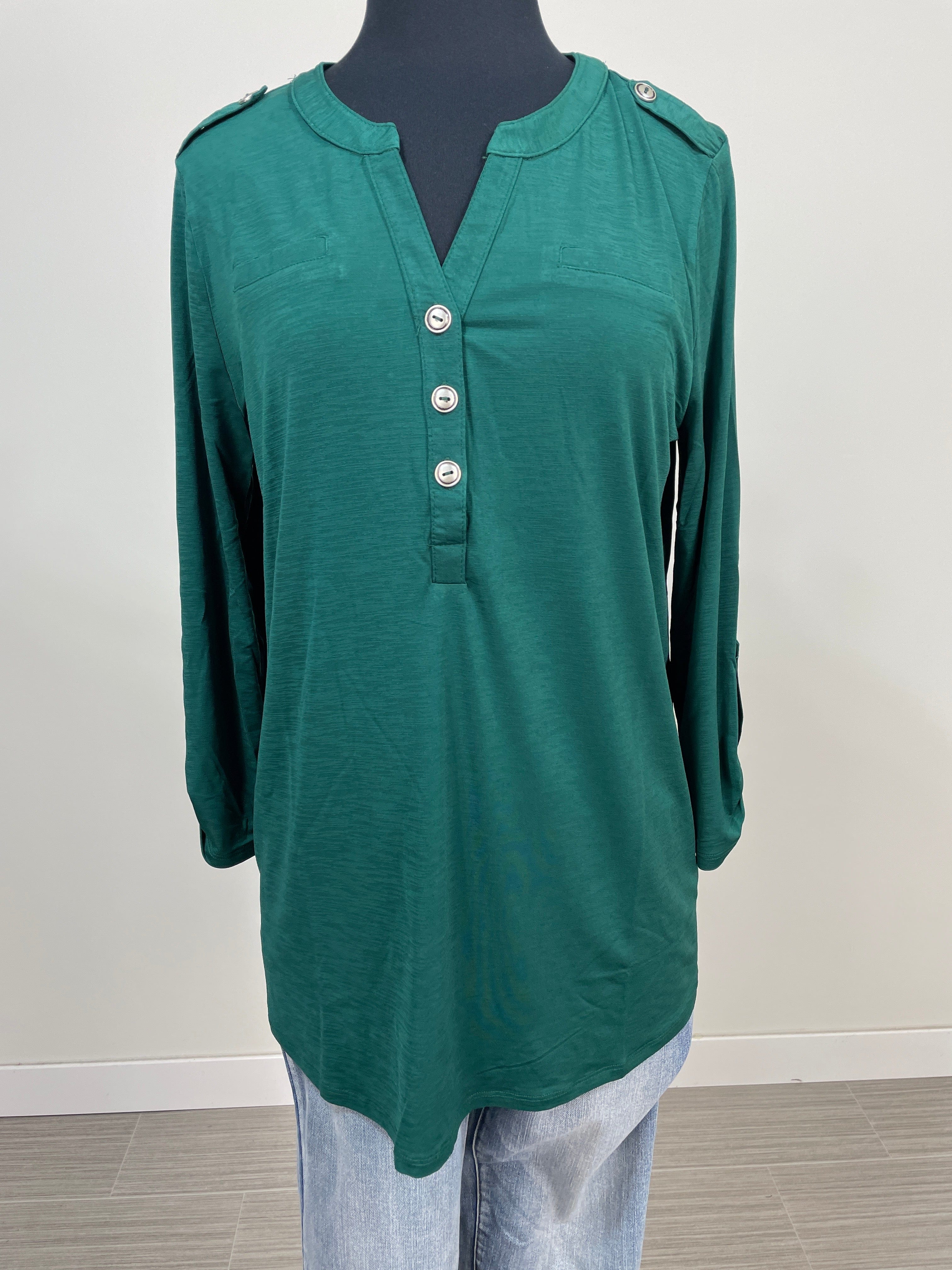 Jewel Green Button Lizzy Blouse