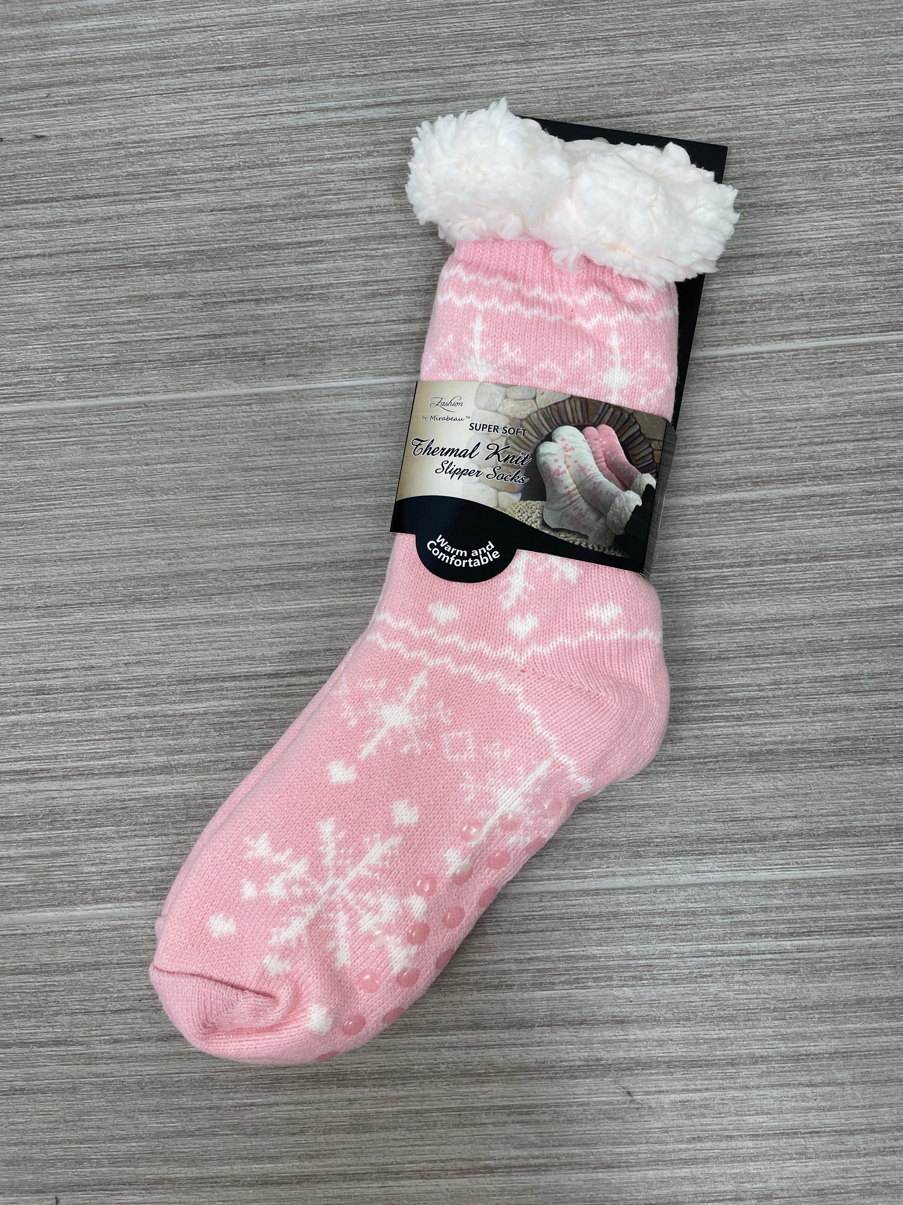 Pink Snowflake Thermal Slipper Sock